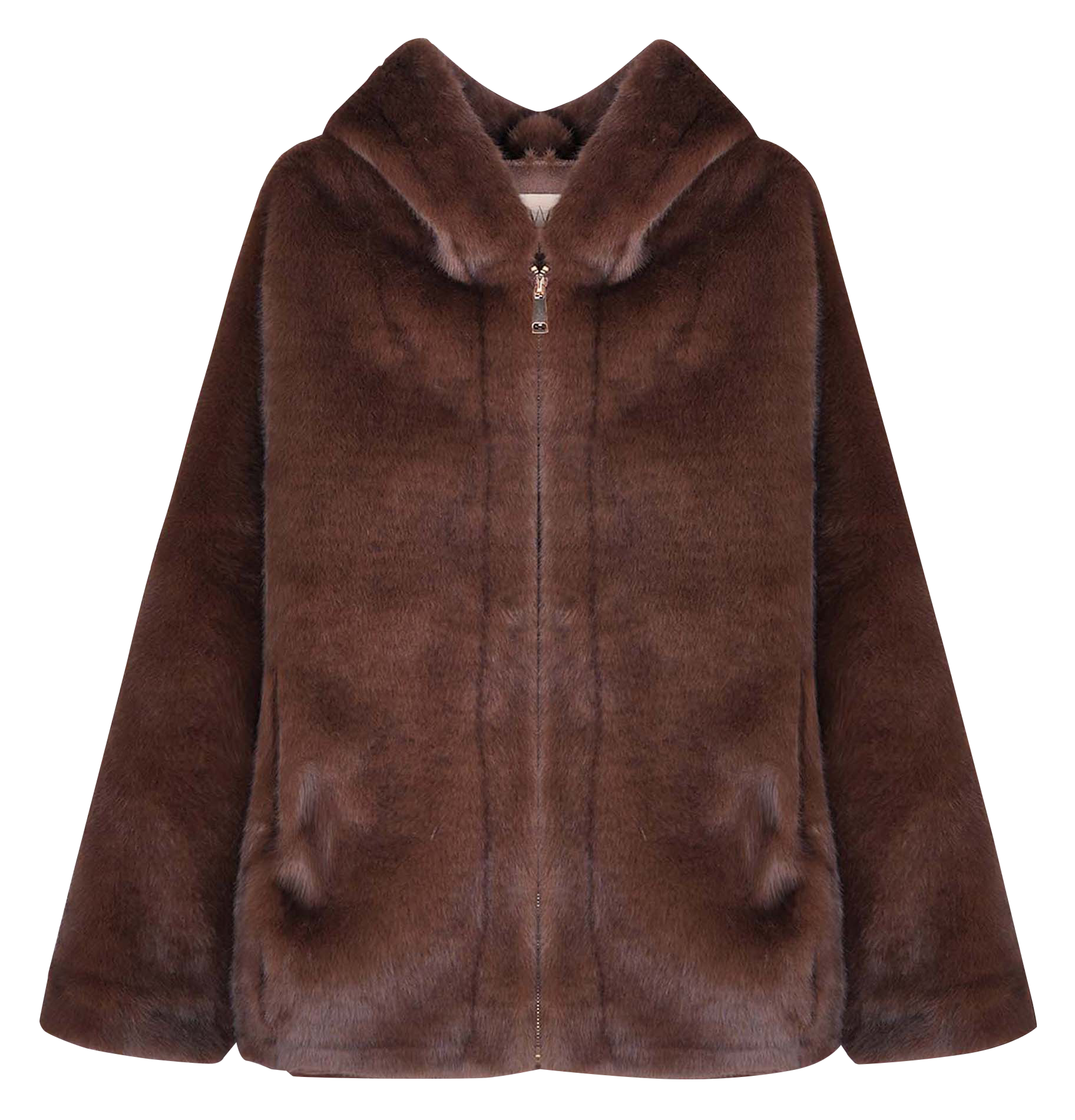 Oversize jacket with hood WILD Brown
