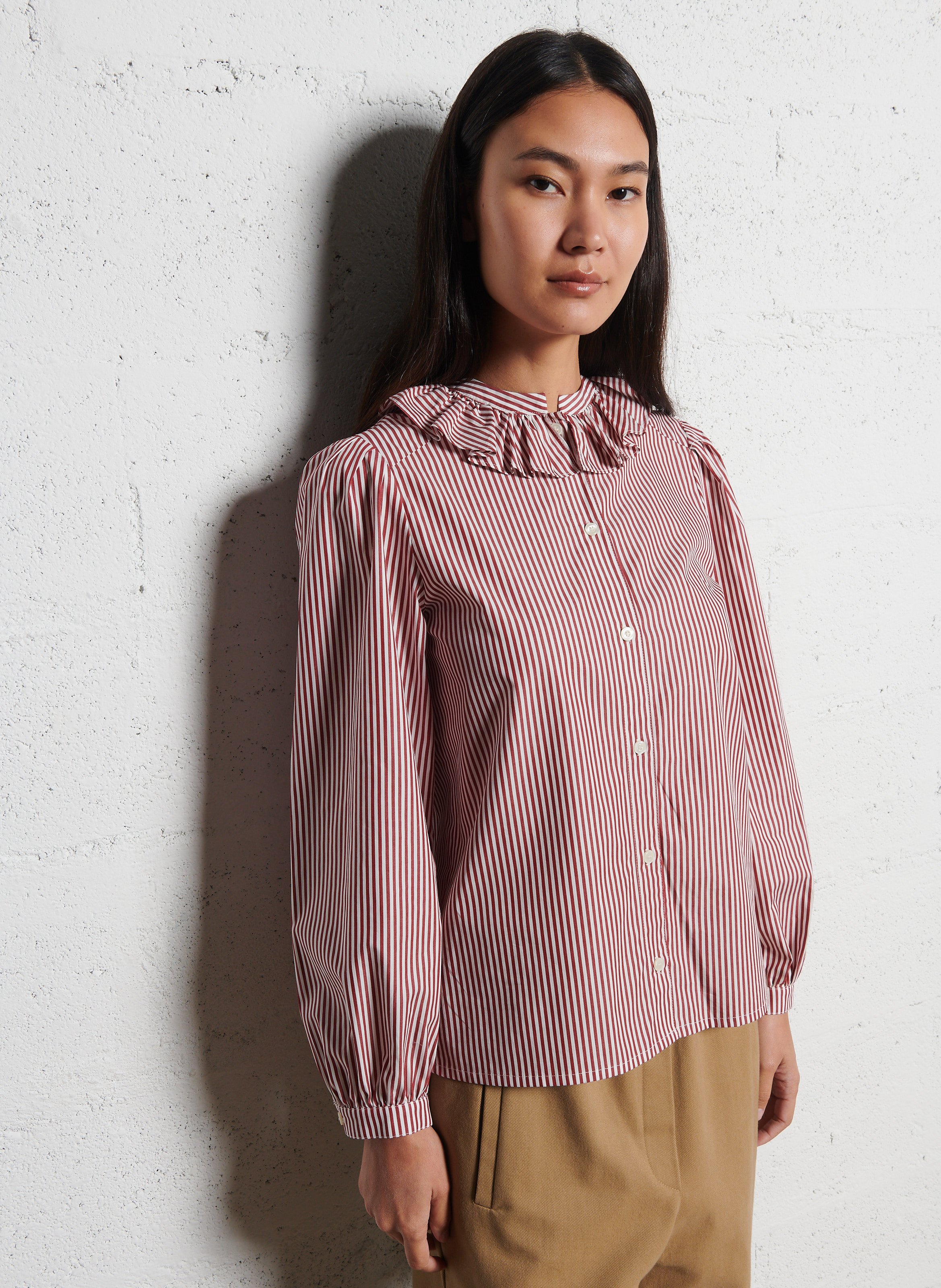 Rechte katoenen gestreepte overhemd SUZIE WINKLE Rood