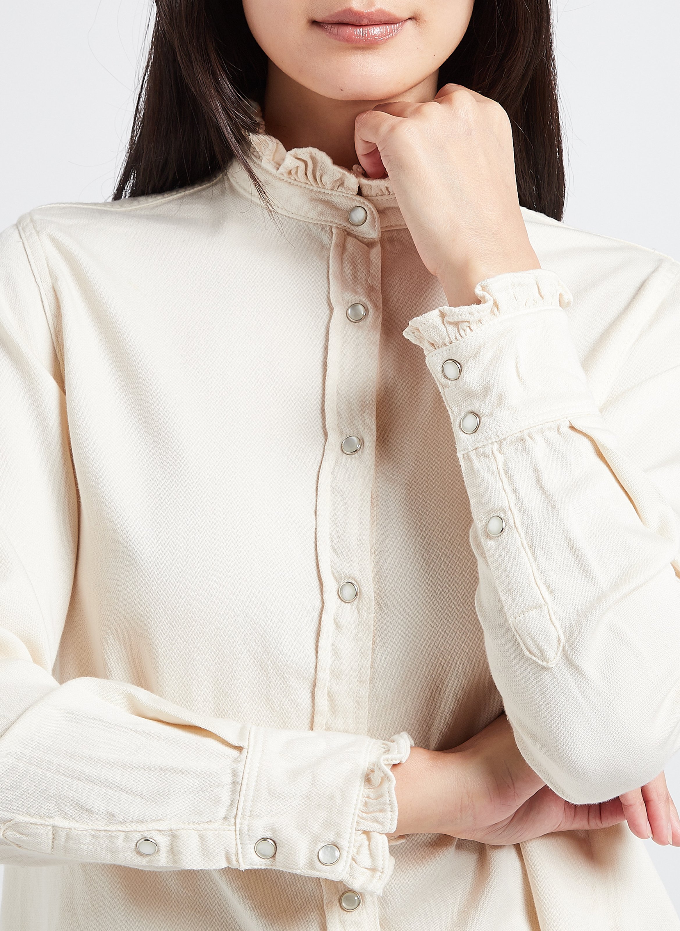 Katoenen blouse met Victoriaanse kraag ACQUAVERDE Wit