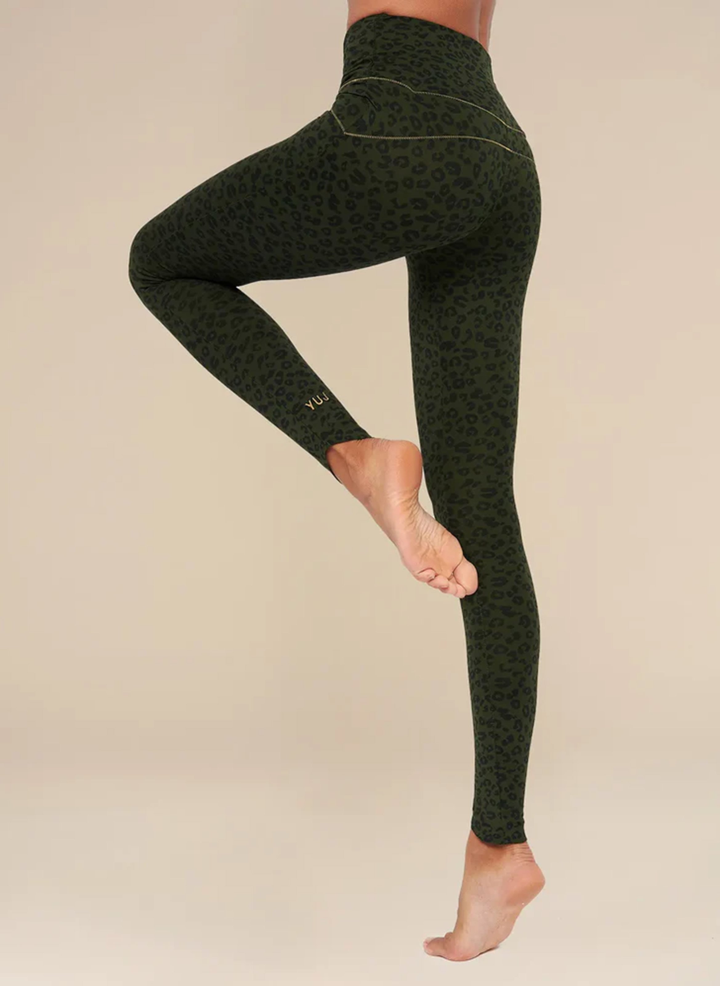 High-waisted leopard print yoga leggings YUJ YOGA PARIS Khaki