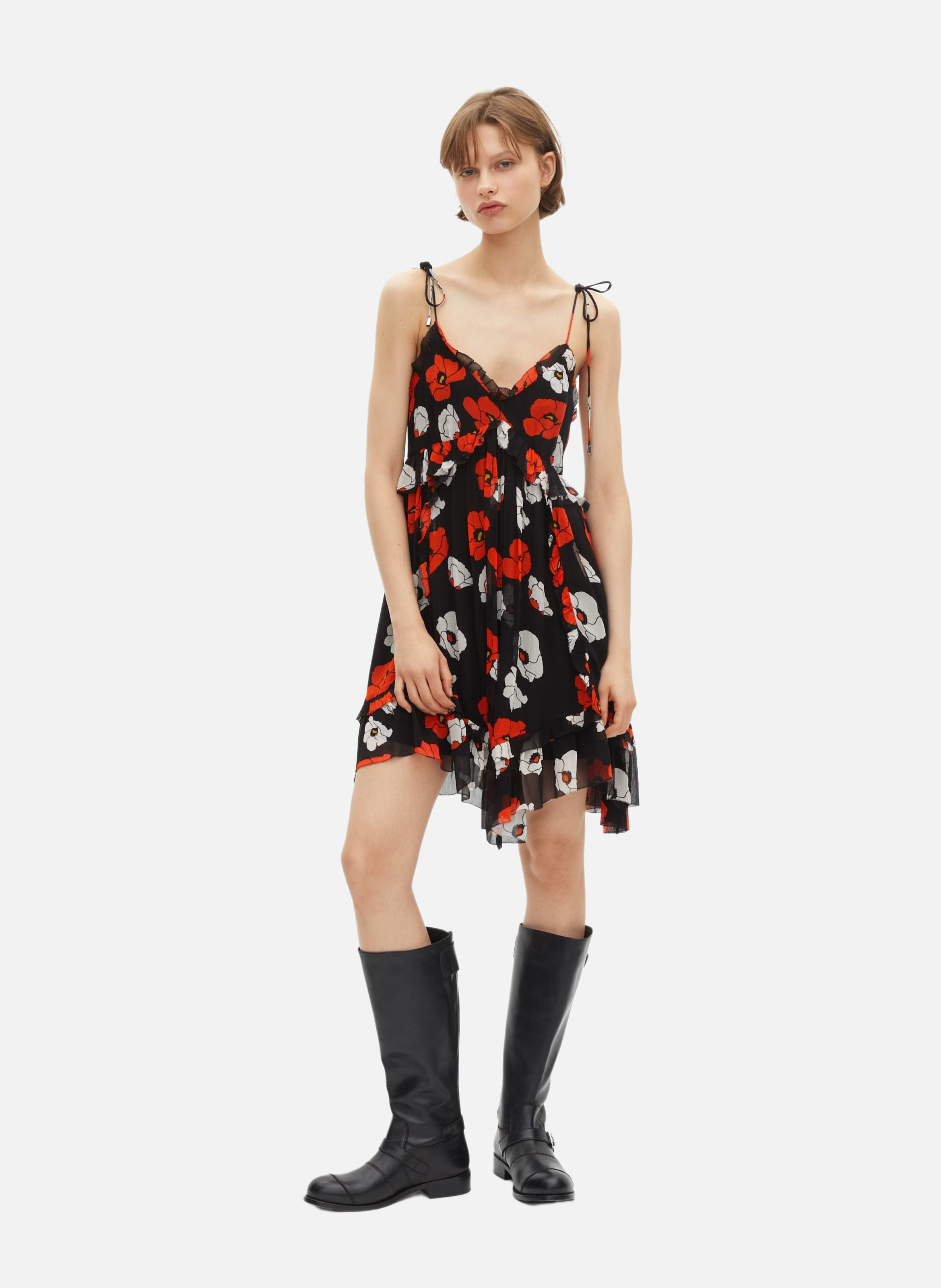 Short floral print dress THE KOOPLES Black
