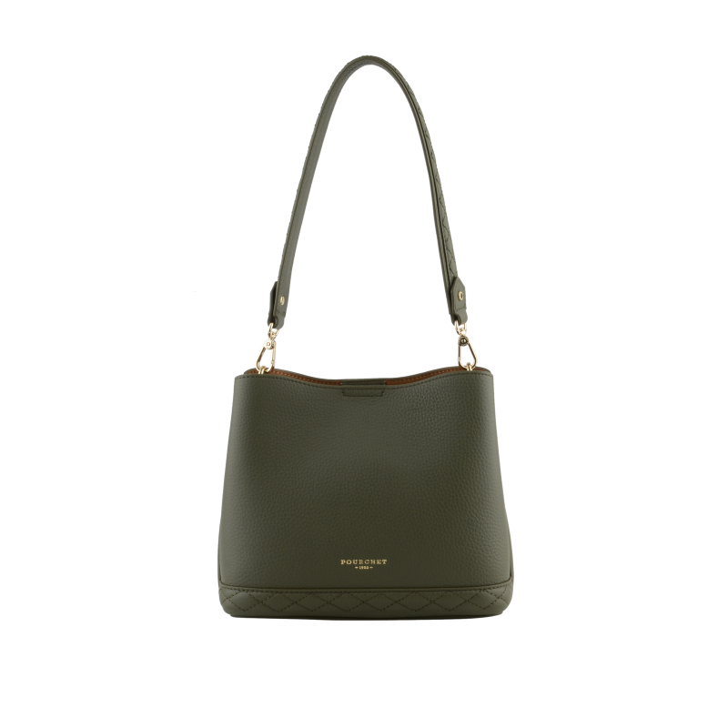Satchel - cowhide leather POURCHET Khaki