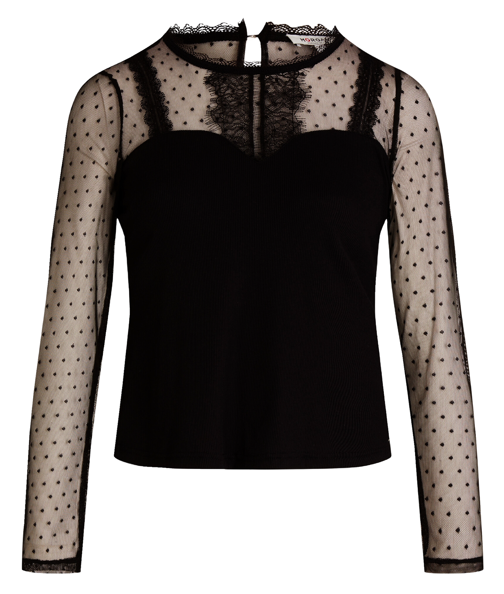 Fitted lace top MORGAN Black