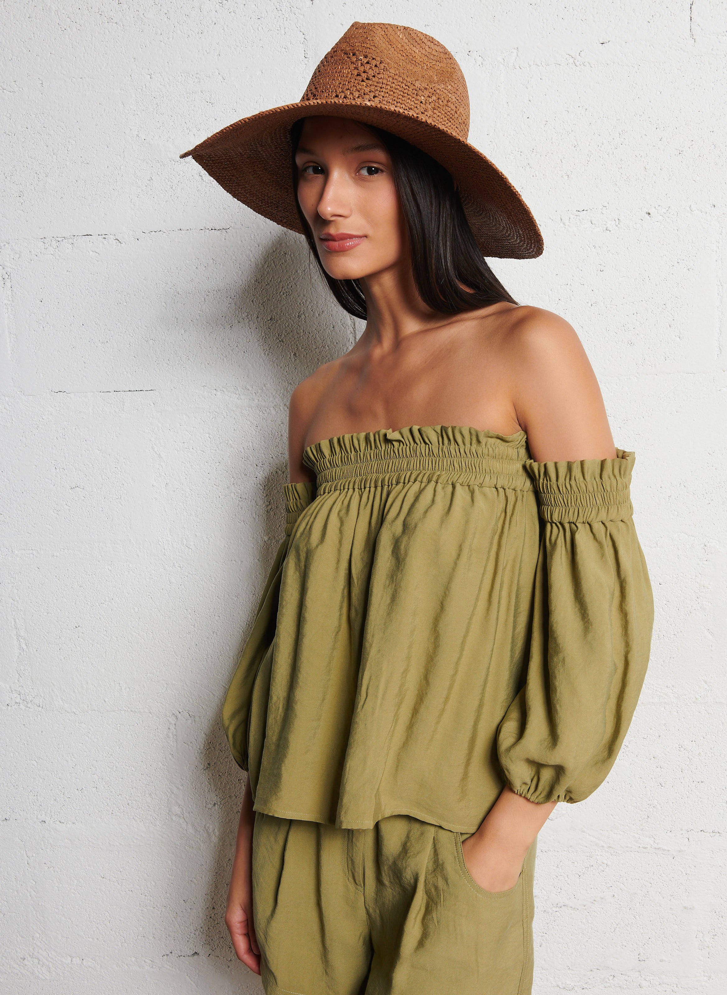 Top col bardot  BA&SH Kaki