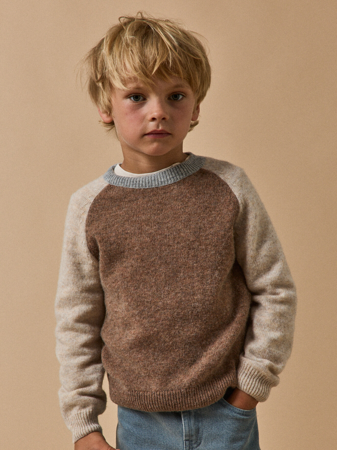 Wool colorblock sweater CYRILLUS Brown