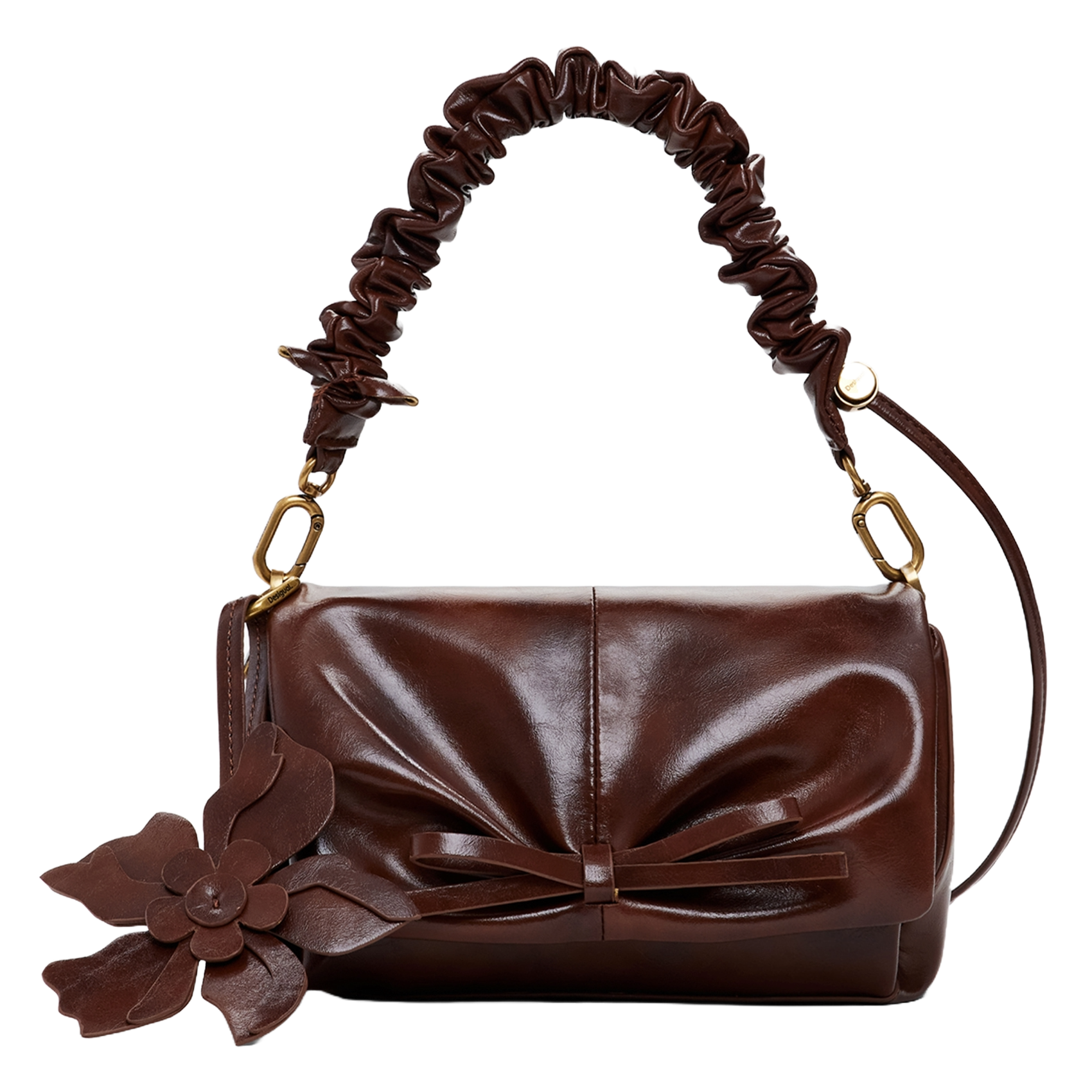 Sac bandoulière brillant à fleurs  DESIGUAL Marron