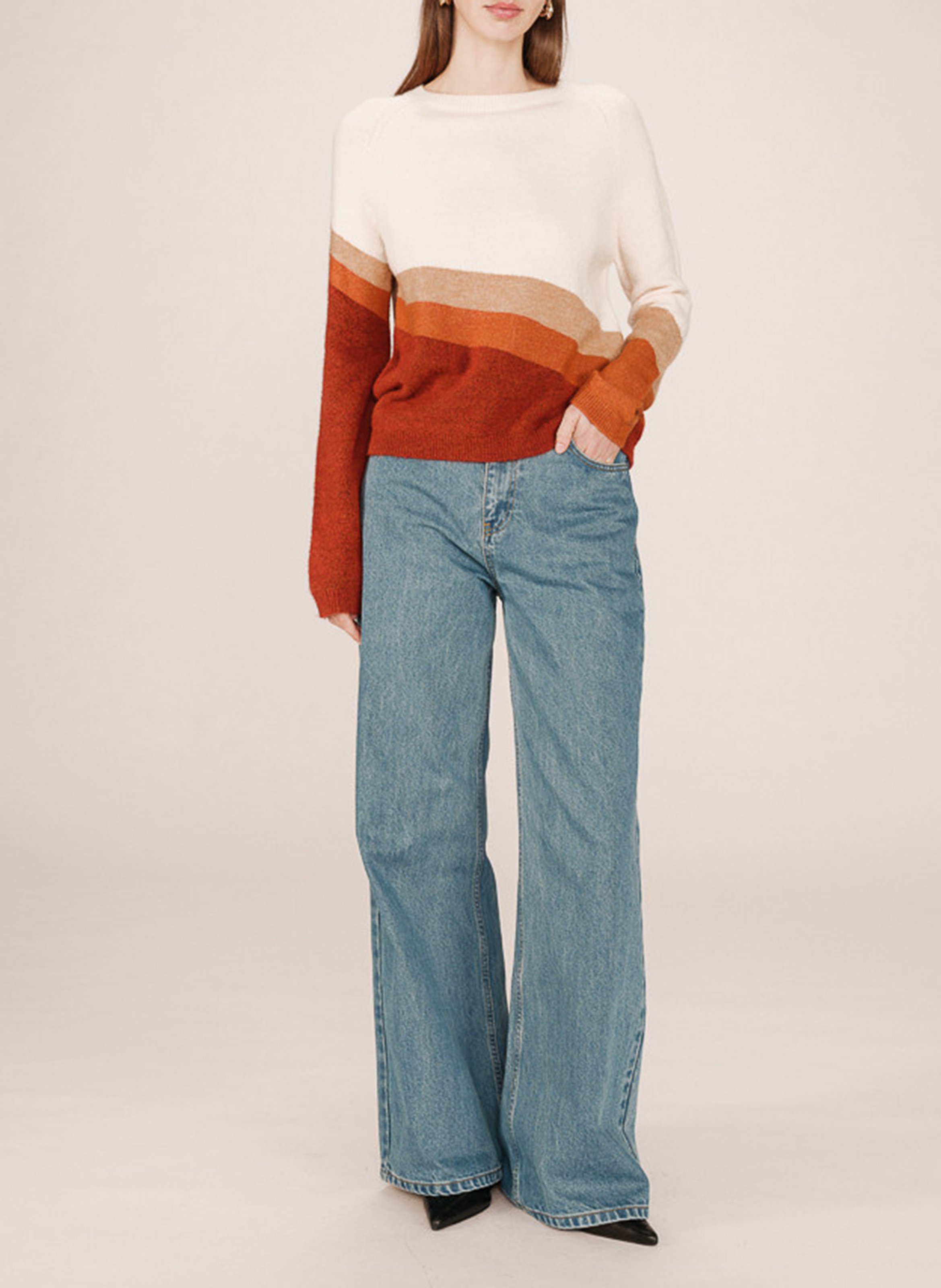 Pull col rond  GRACE ET MILA Jaune