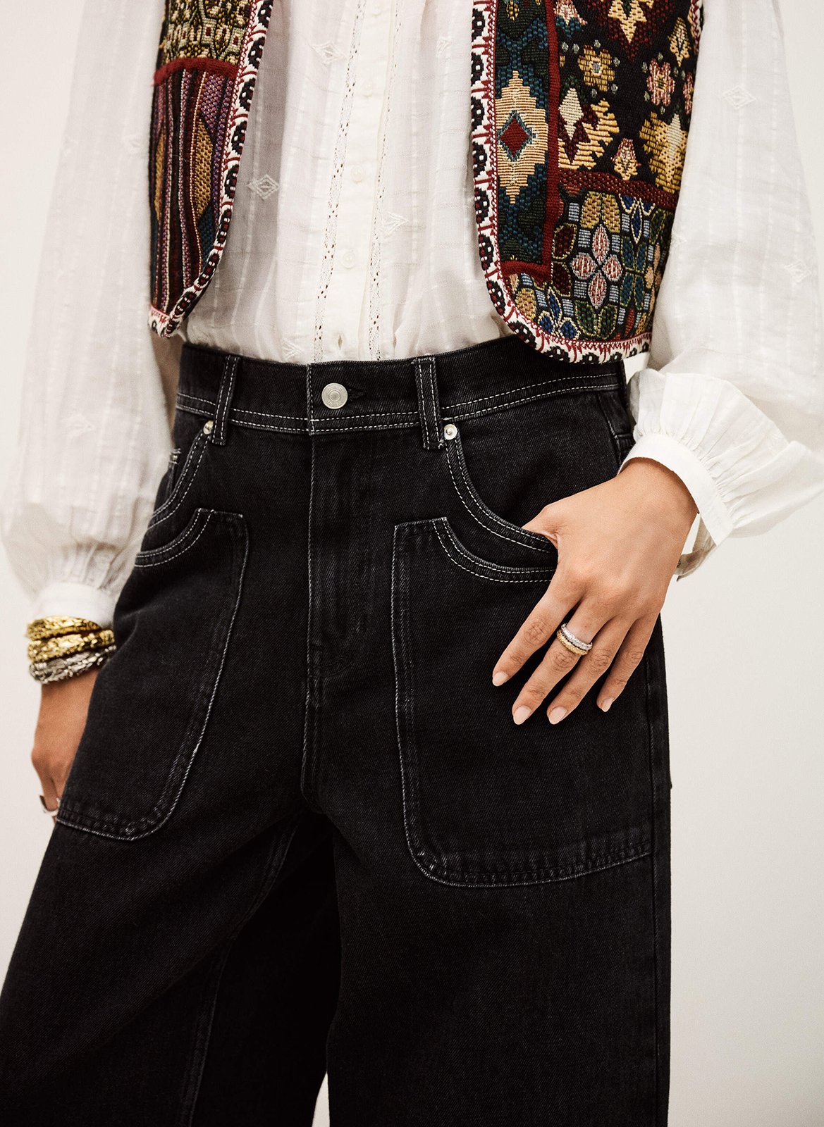 Gekleurde straight-fit jeans met 5 zakken BA&SH Zwart