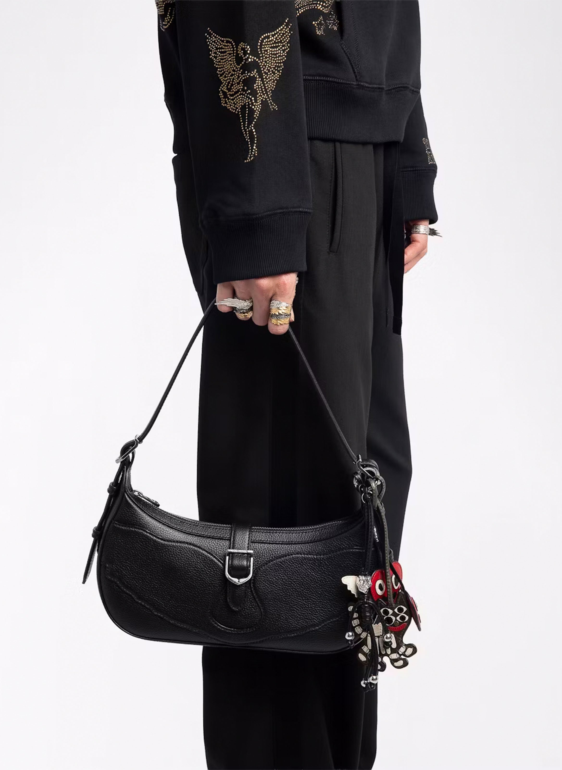 Grained leather baguette bag ZADIG&VOLTAIRE Black