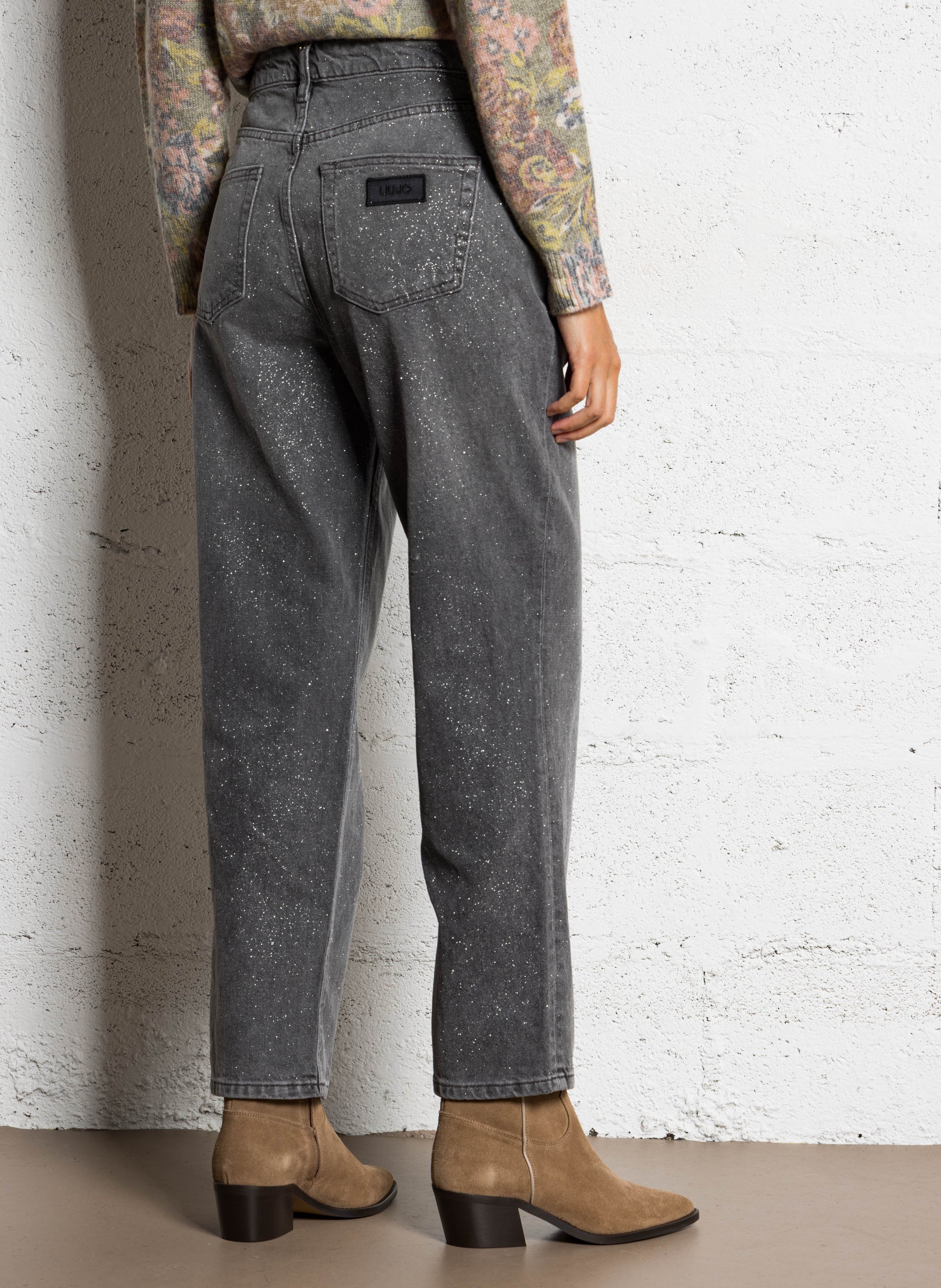 Gerade geschnittene Jeans mit Pailletten LIU JO Schwarz