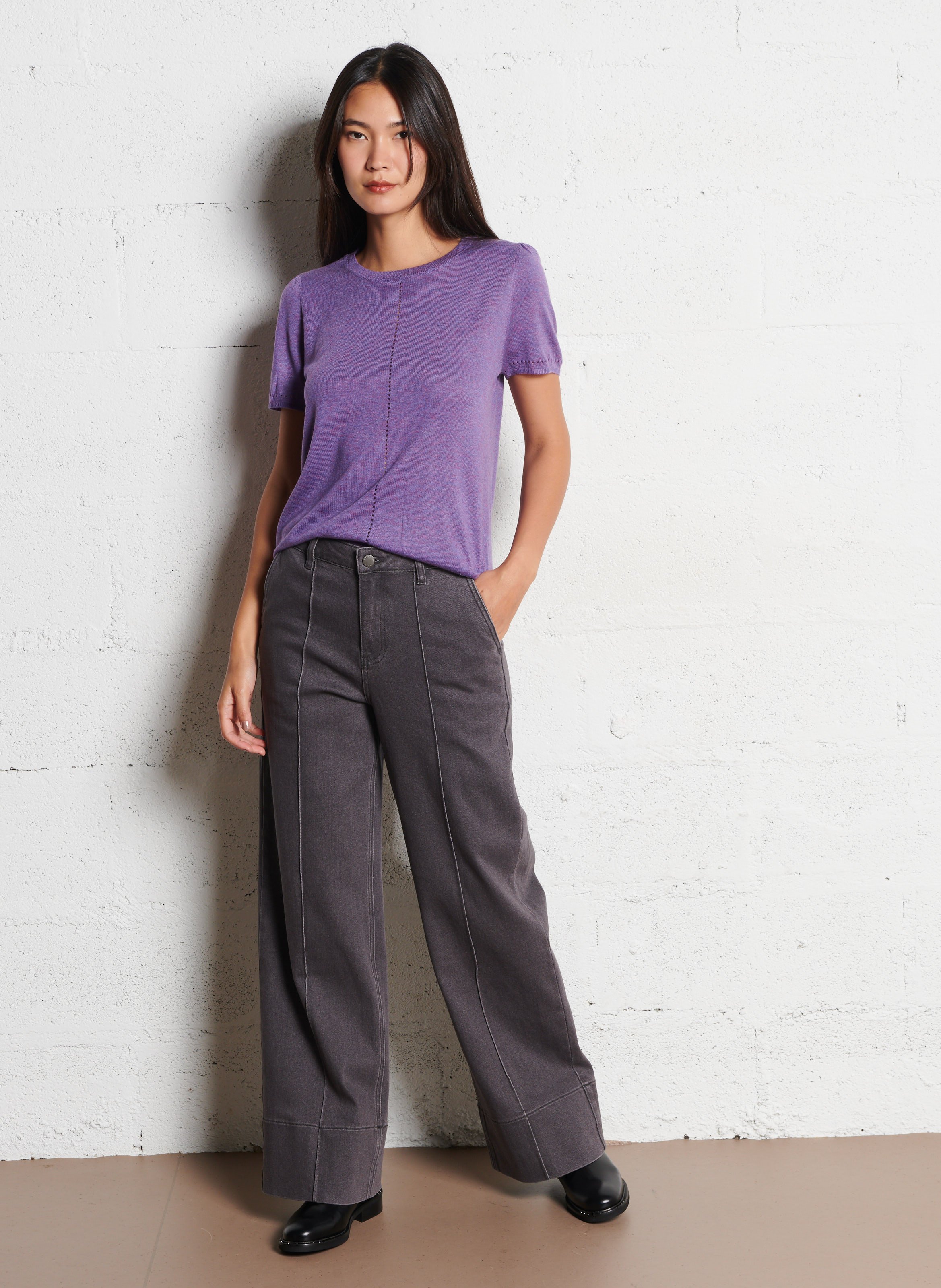 Effen leren enkellaarzen met textuur MAISON TOUFET Zwart