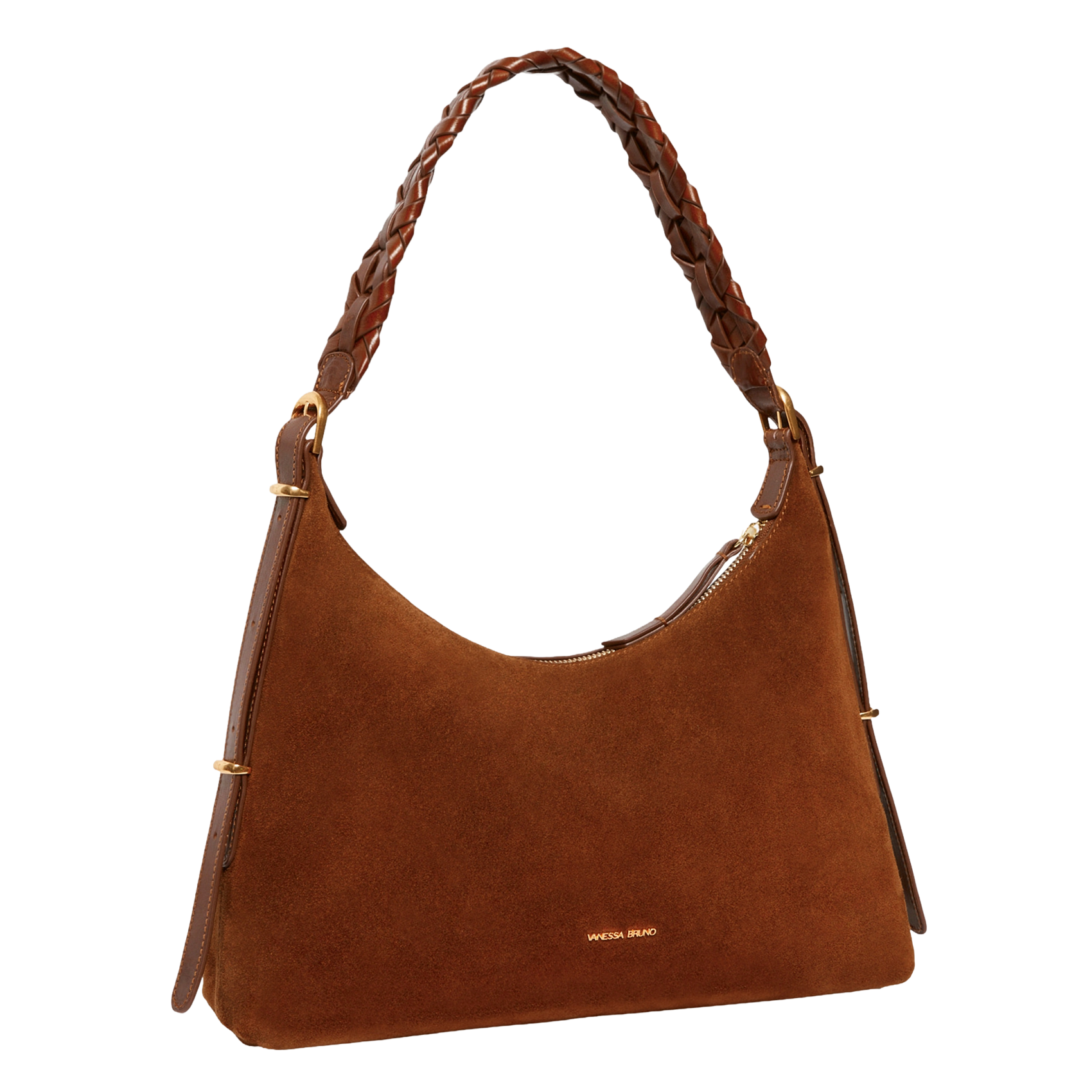 Buideltas van getextureerd leer met veters VANESSA BRUNO Bruin