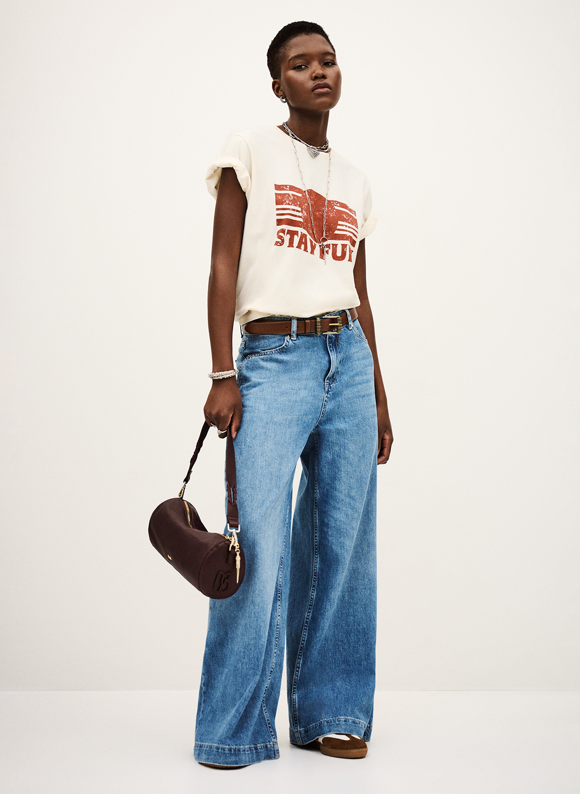 Straight screen-printed round-neck T-shirt BA&SH Beige