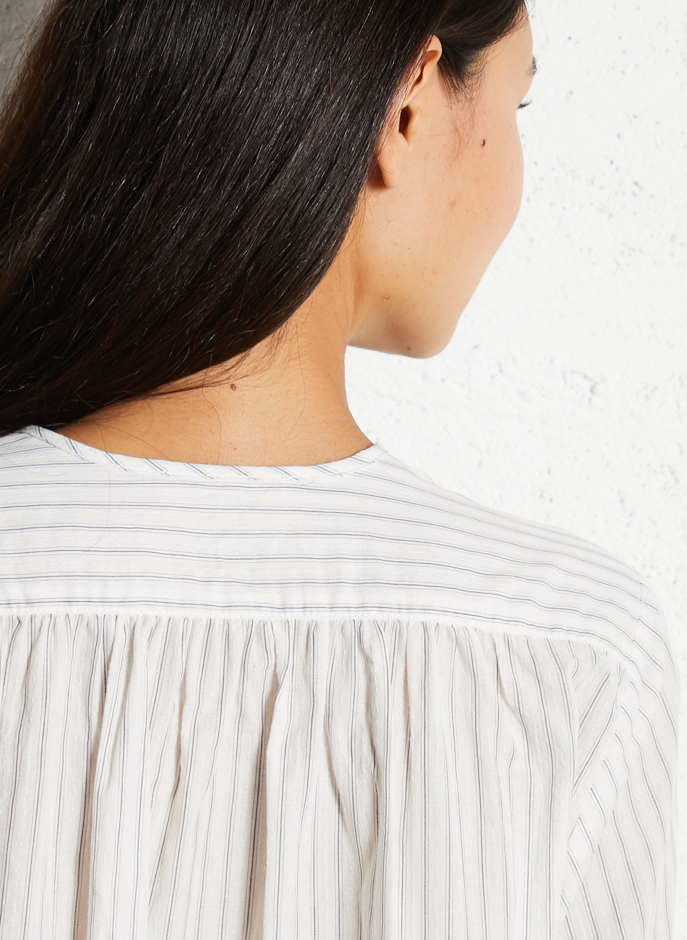 Oversized striped shirt with ruffles HOD PARIS White