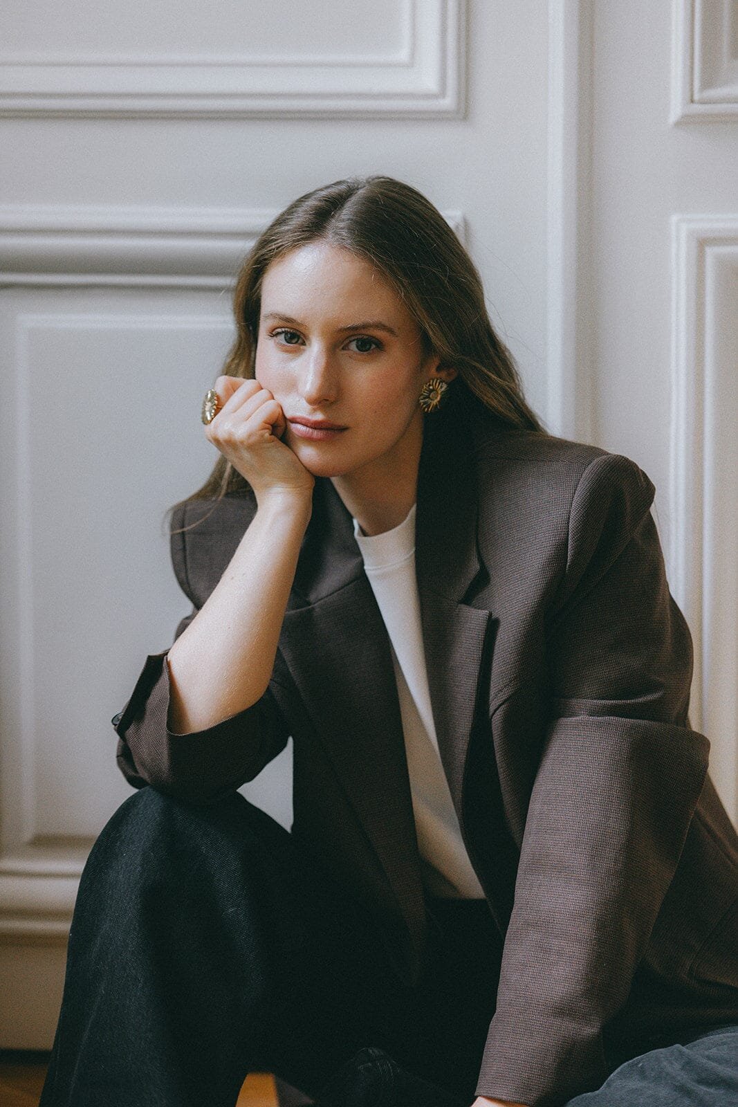 Maxi flower stud earrings in gold-plated 24K gold MONSIEUR SIMONE Silver