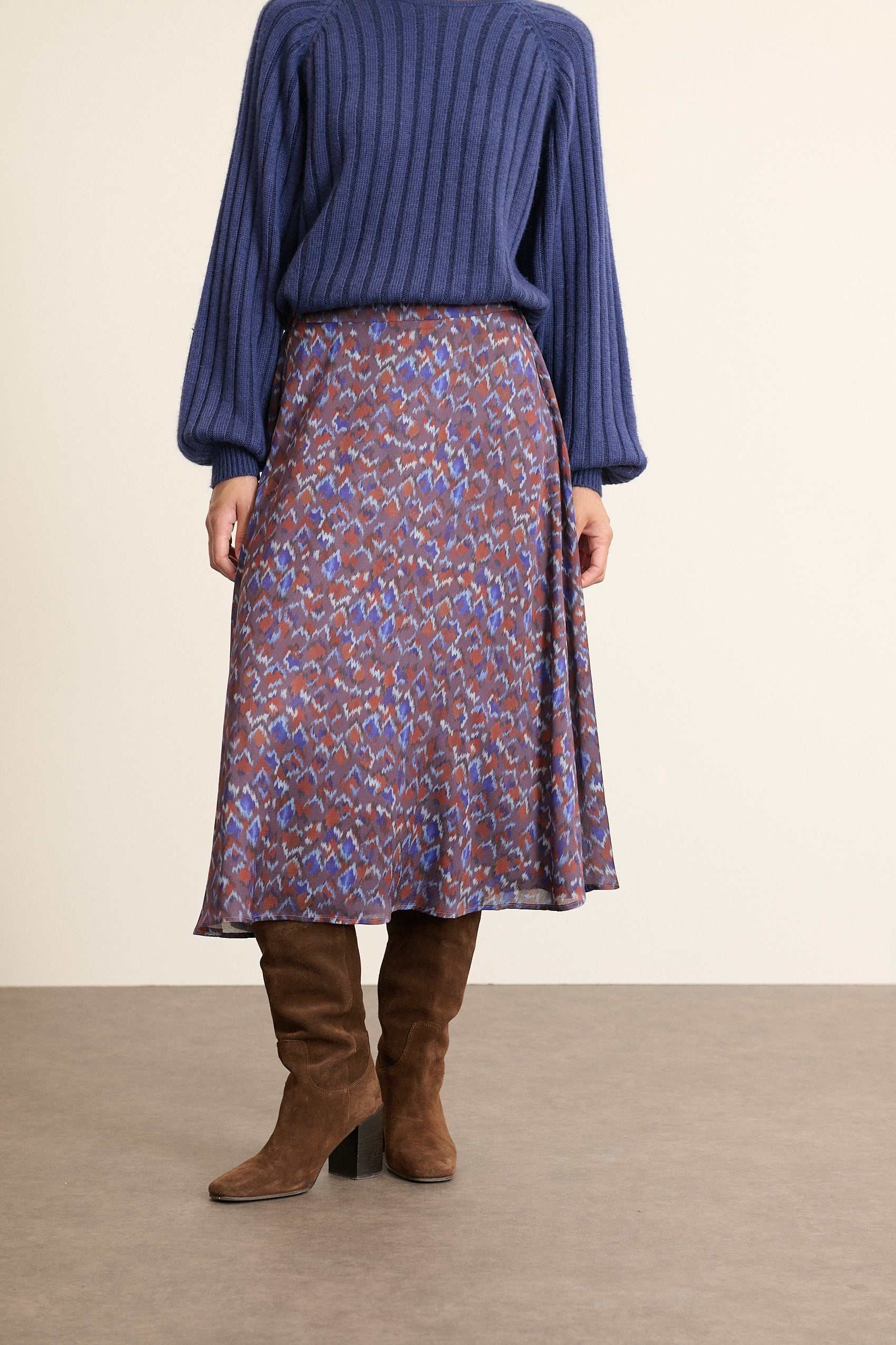 Anel printed midi skirt GARANCE PARIS Blue