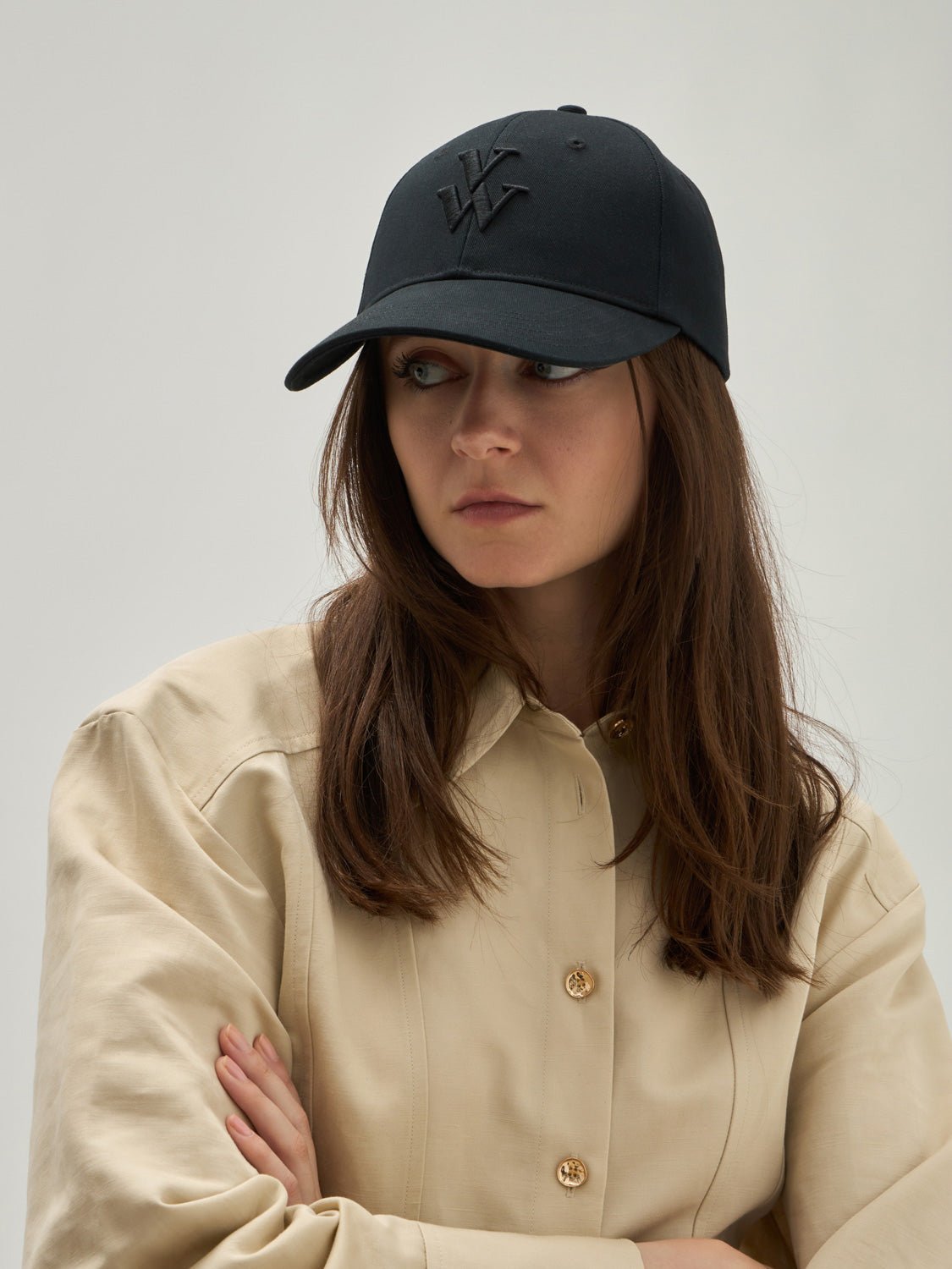 Leopard canvas cap with embroidered logo VANESSA WU Black
