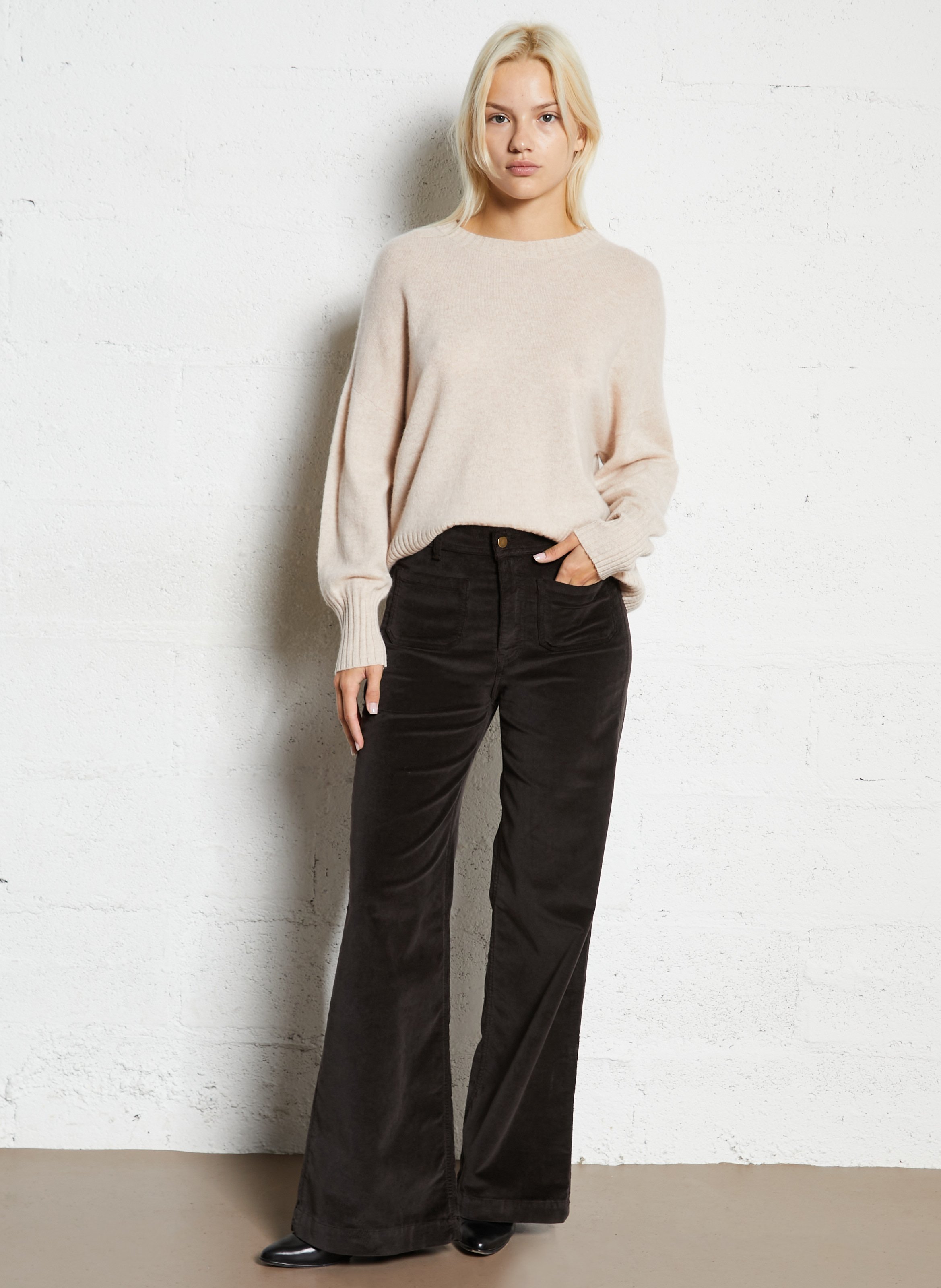 Pull oversize col rond en cachemire SUD EXPRESS Beige