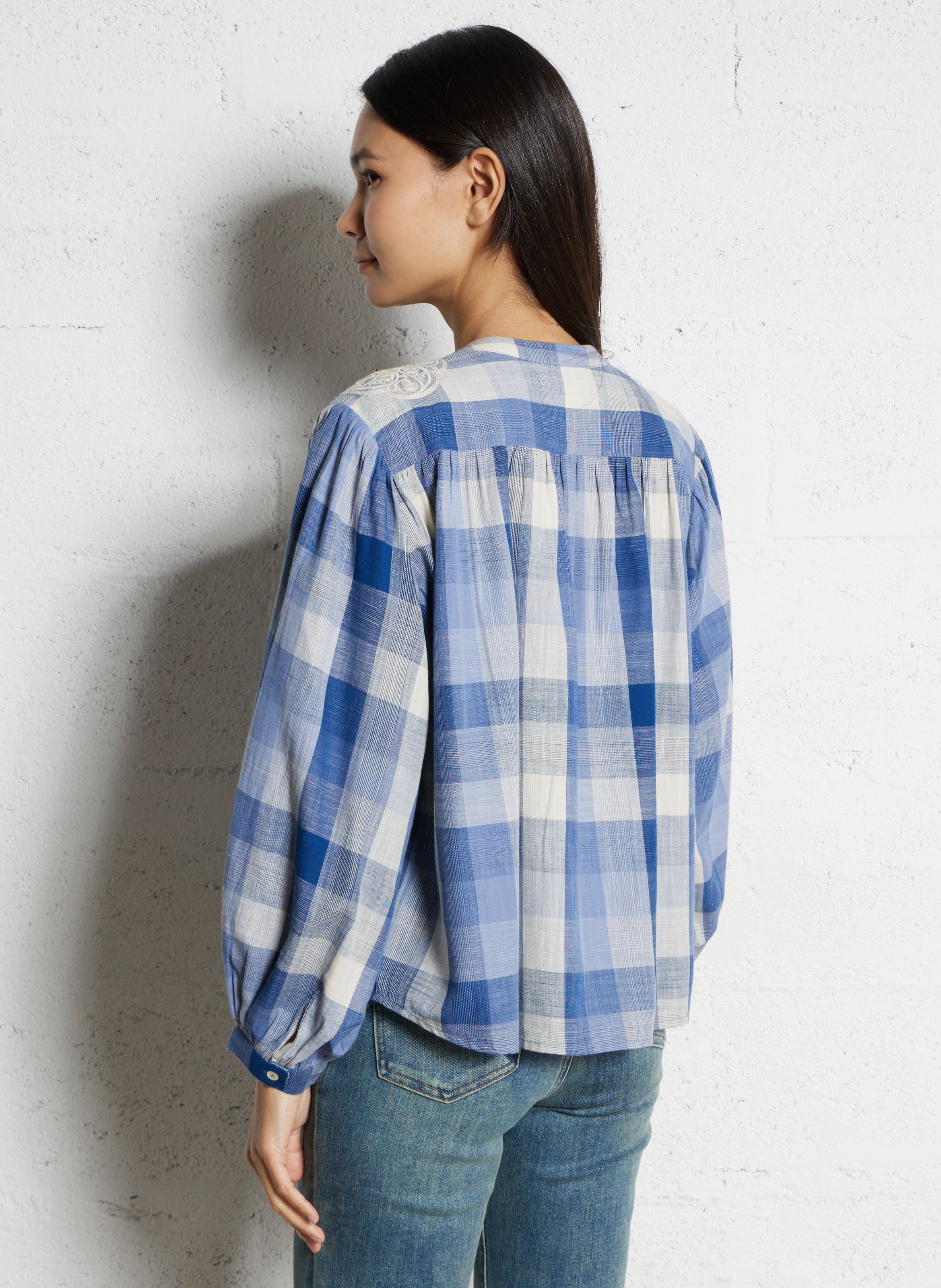 Chemise ample col mao en coton LA PETITE ETOILE Bleu