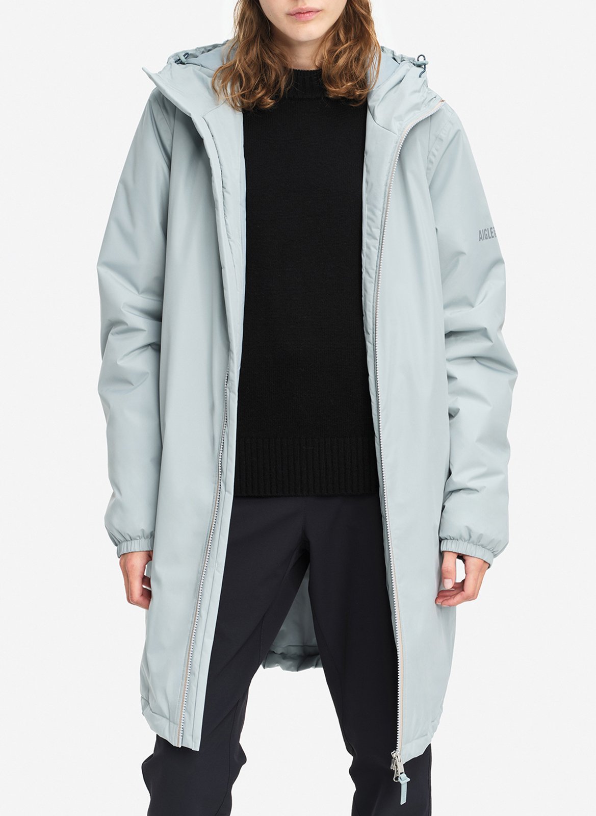 Buttoned and zipped high-neck fitted raincoat AIGLE Blue