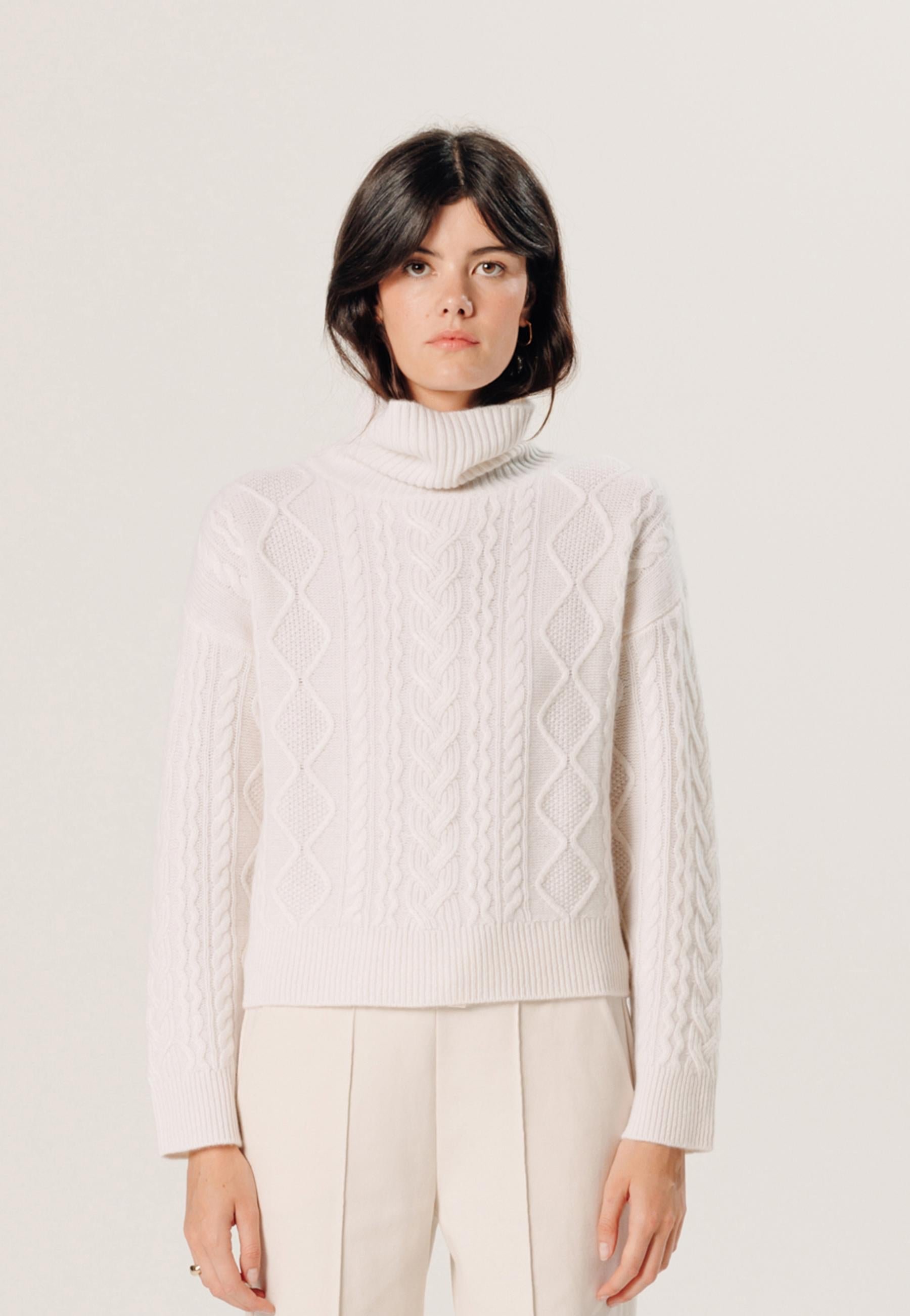 Twisted Cashmere Turtleneck Sweater RODIER White