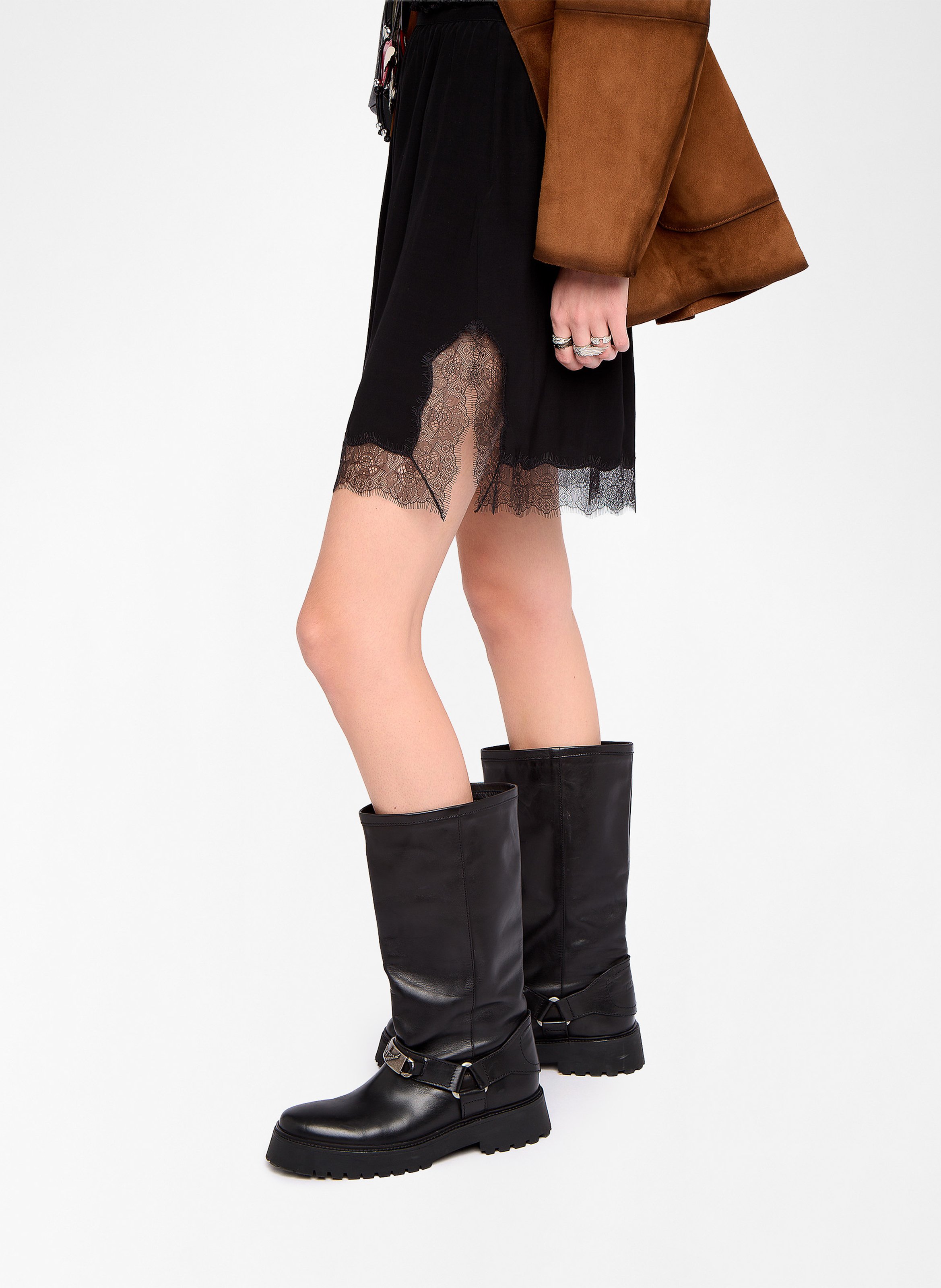 Jupe courte en dentelle ZADIG&amp;VOLTAIRE Noir