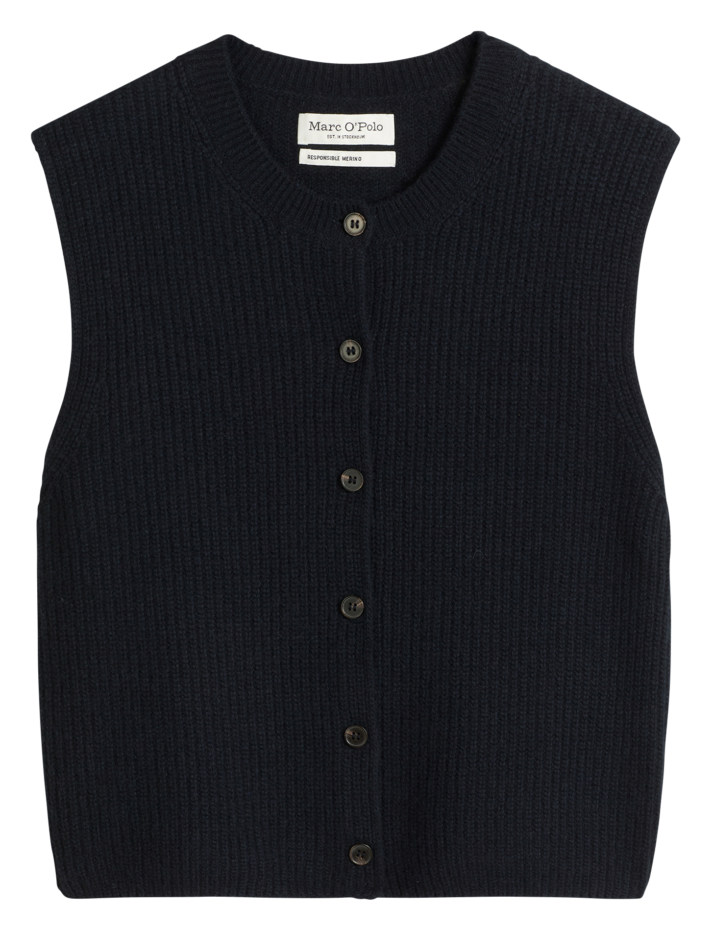 Round-neck mixed-knit cardigan MARC O'POLO Blue