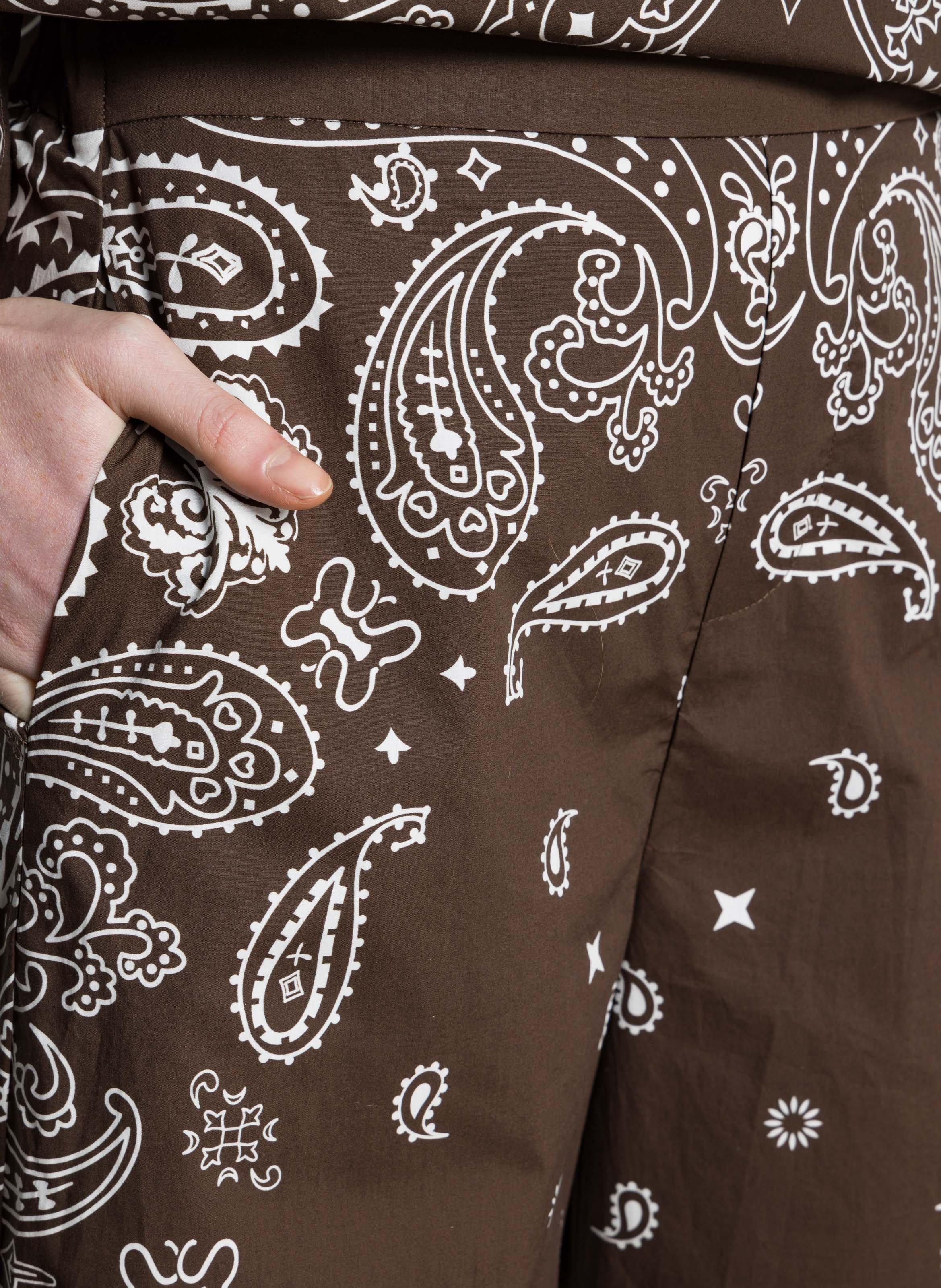 Pantalon évasé imprimé en coton organique SUNCOO Marron