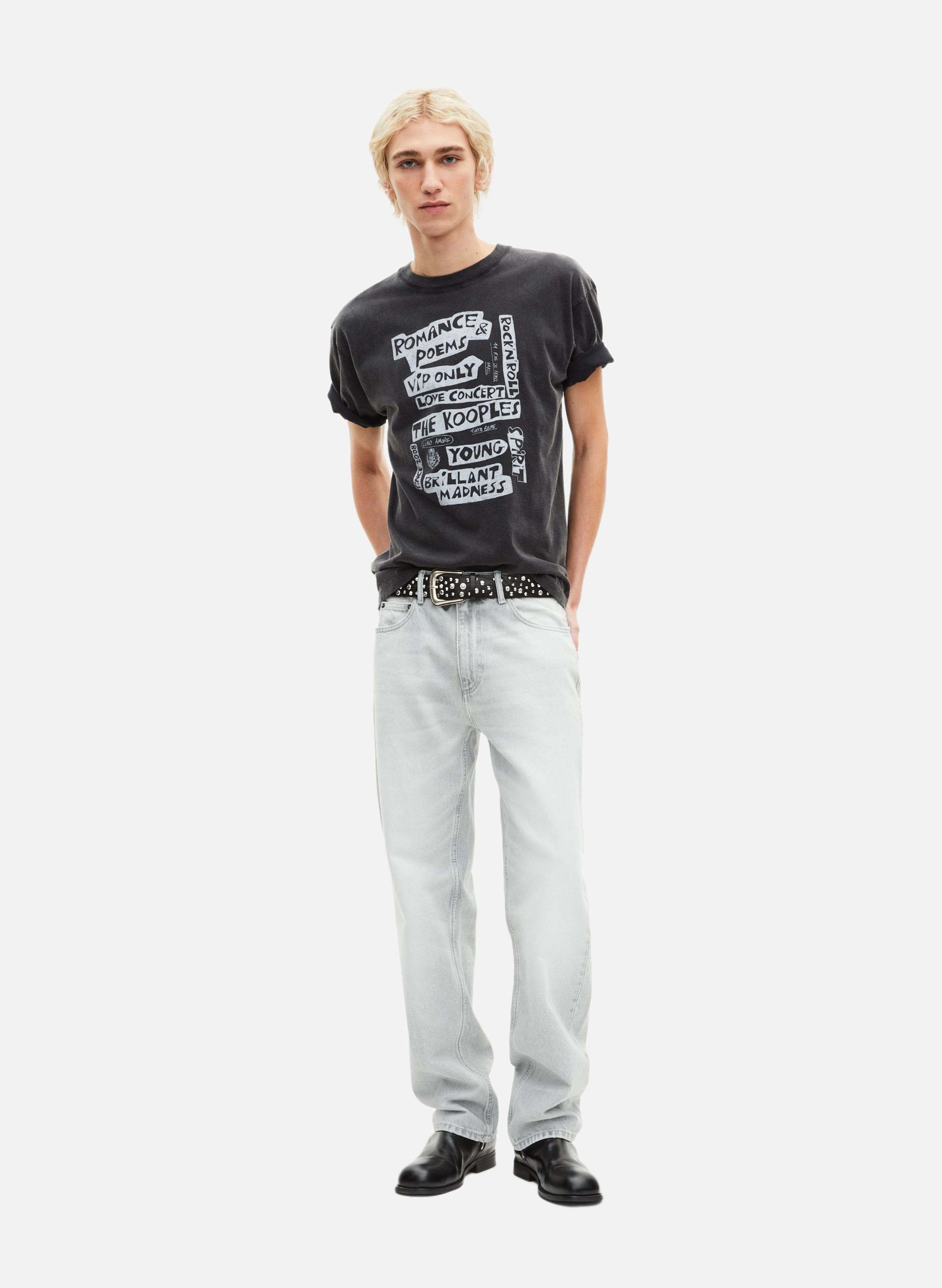 T-shirt with romance poems screen printing THE KOOPLES Black