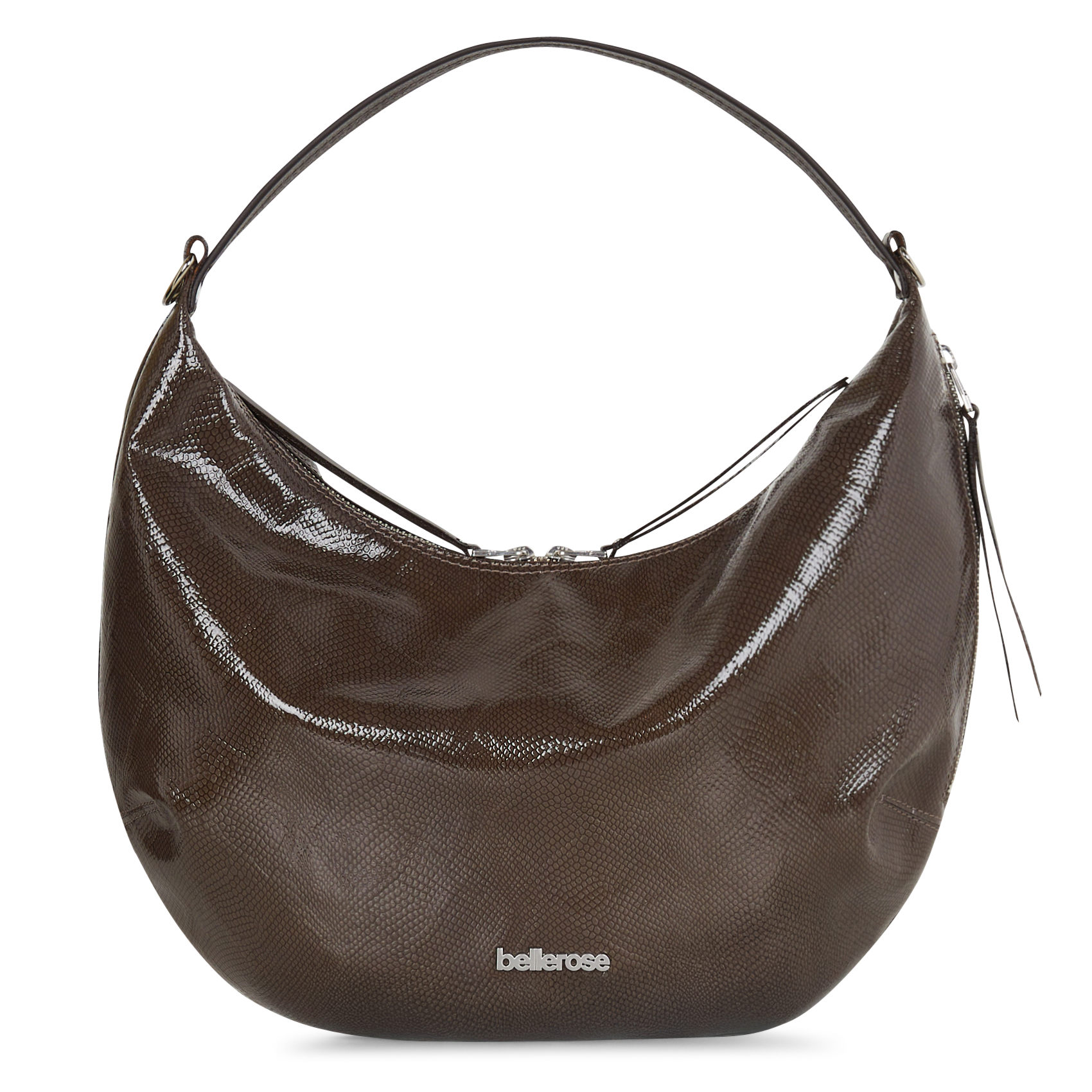 Half-moon laminated leather bag BELLEROSE Grey
