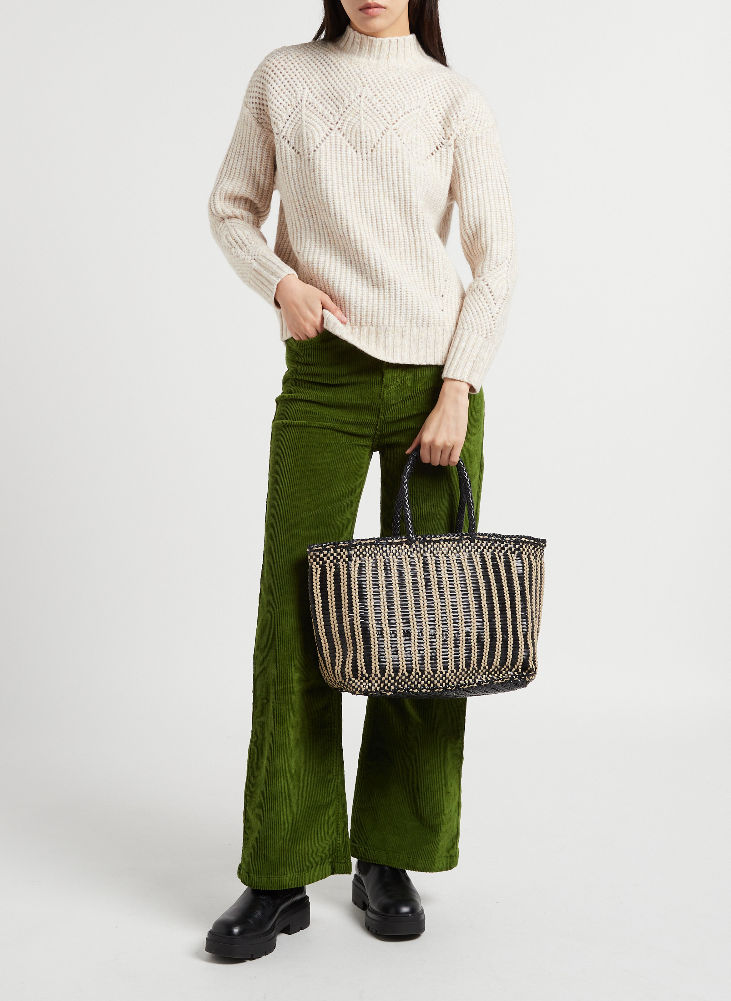 Panier tissé en cuir DRAGON DIFFUSION Noir