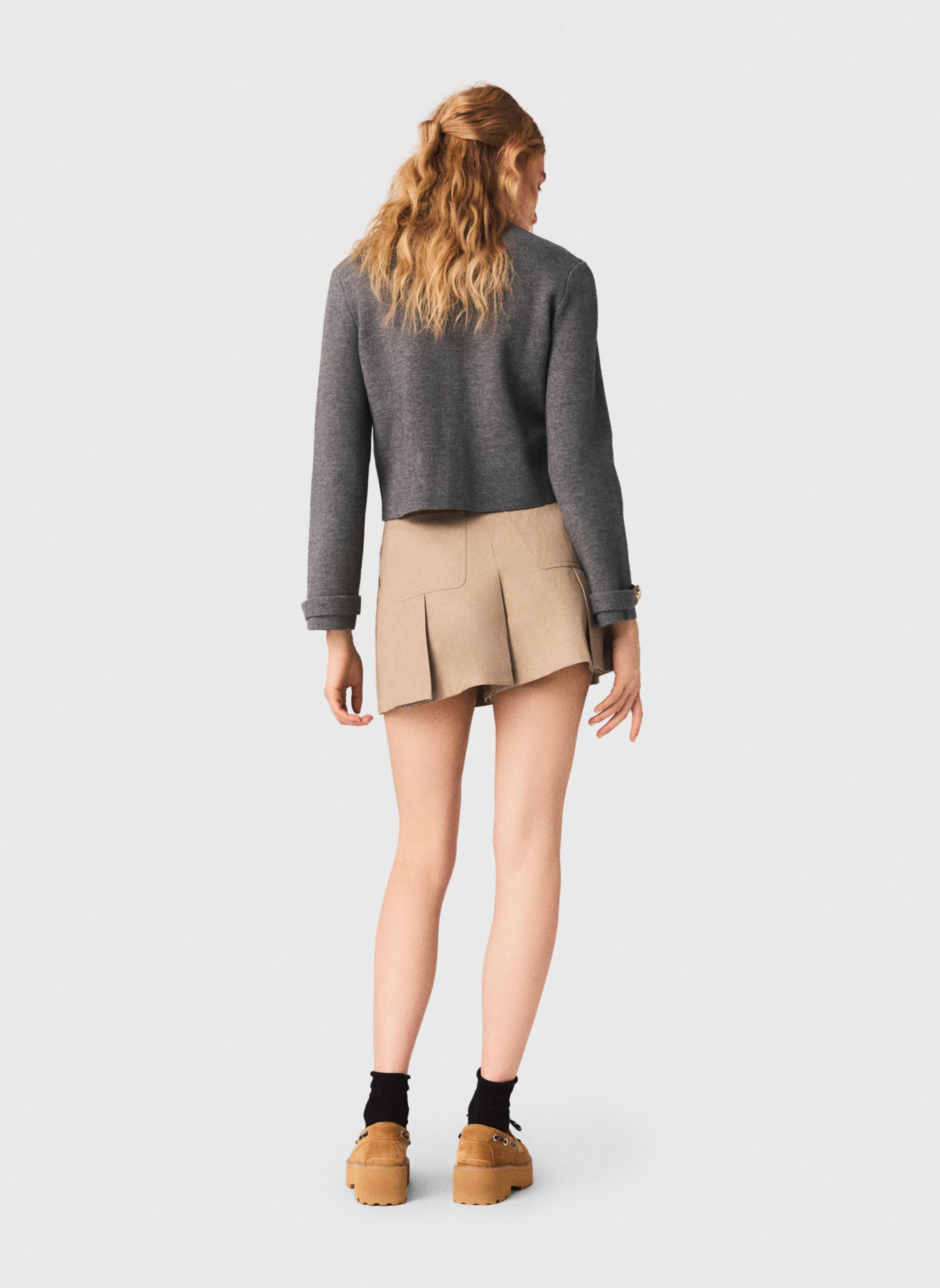 Cardigan droit col rond MAJE Gris