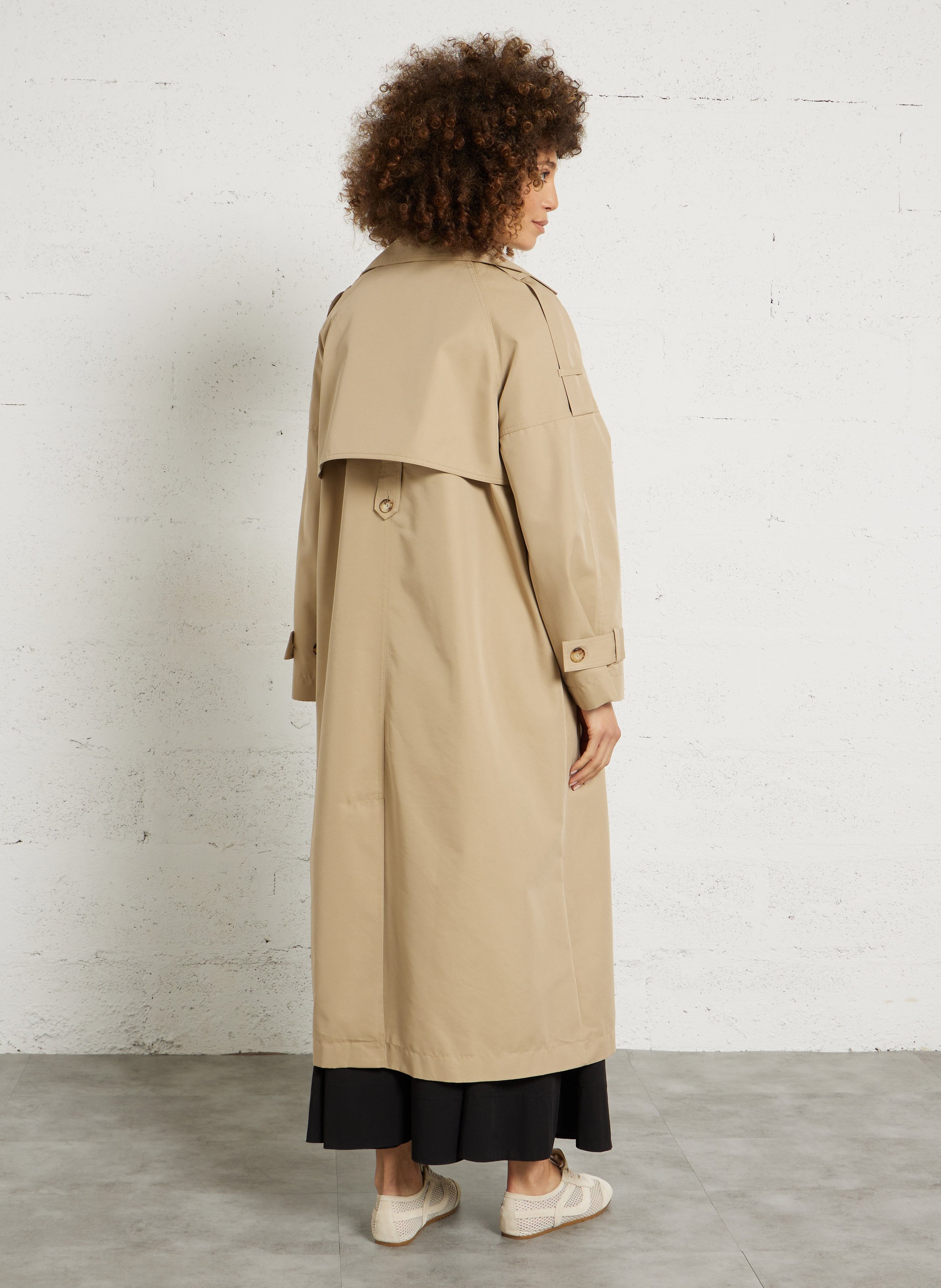 Langer einfarbiger Taillengürtel-Trenchcoat RUE DE TOKYO Beige