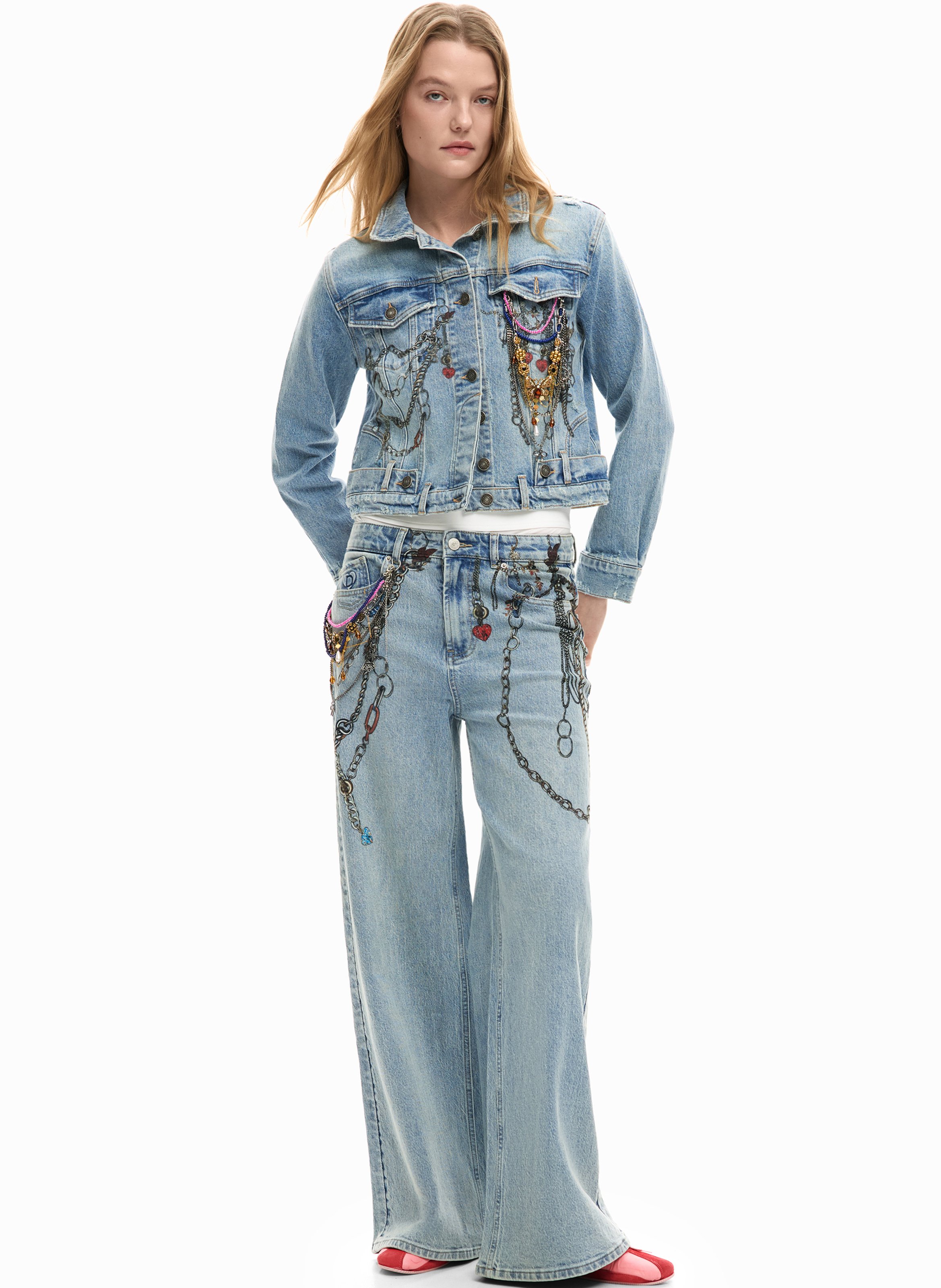 Veste en jean col classique DESIGUAL Bleu