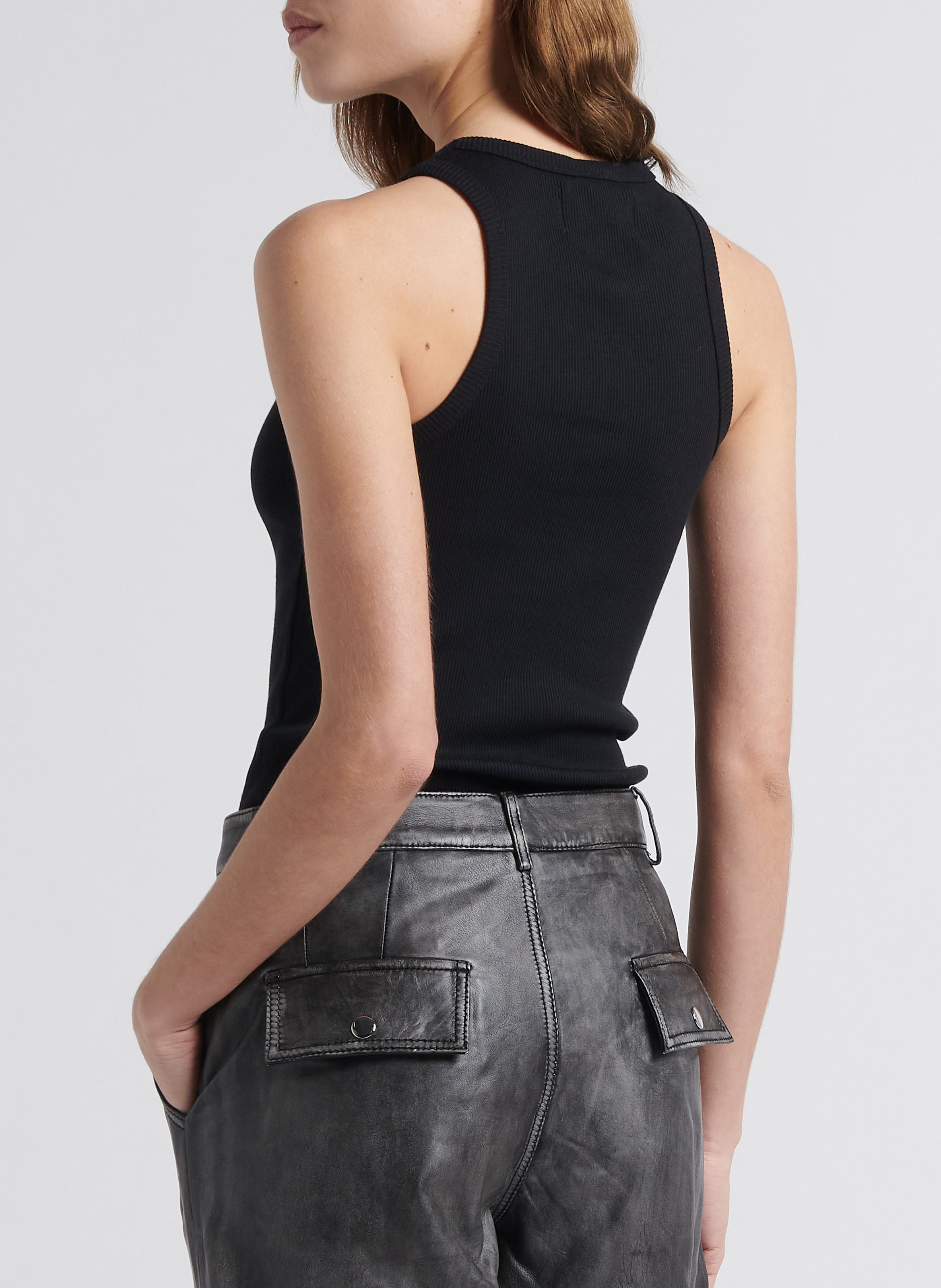 Ribbed cotton tank top SAISON 1865 Black