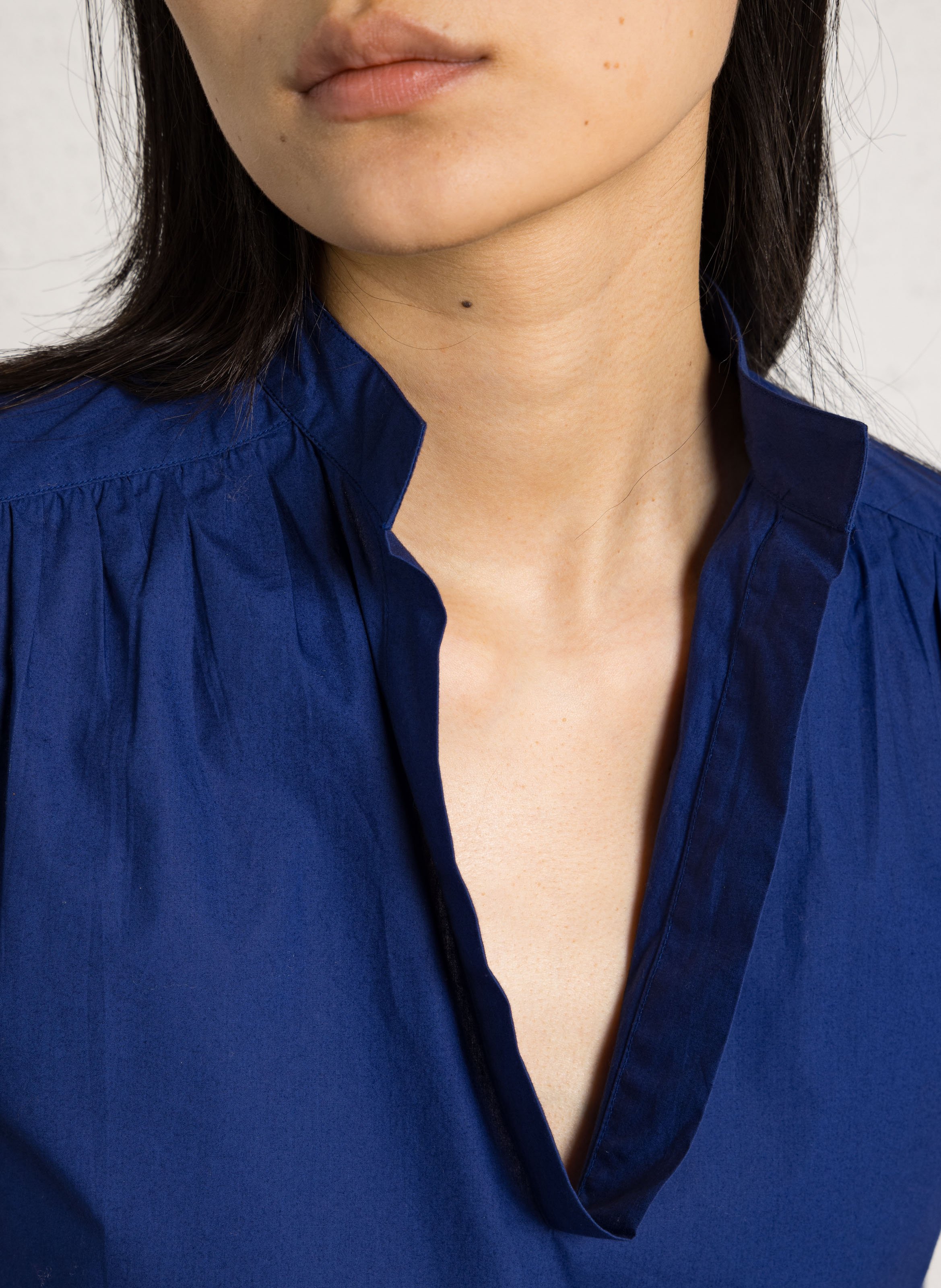 Blouse oversize col tunisien en coton LAURENCE BRAS Bleu