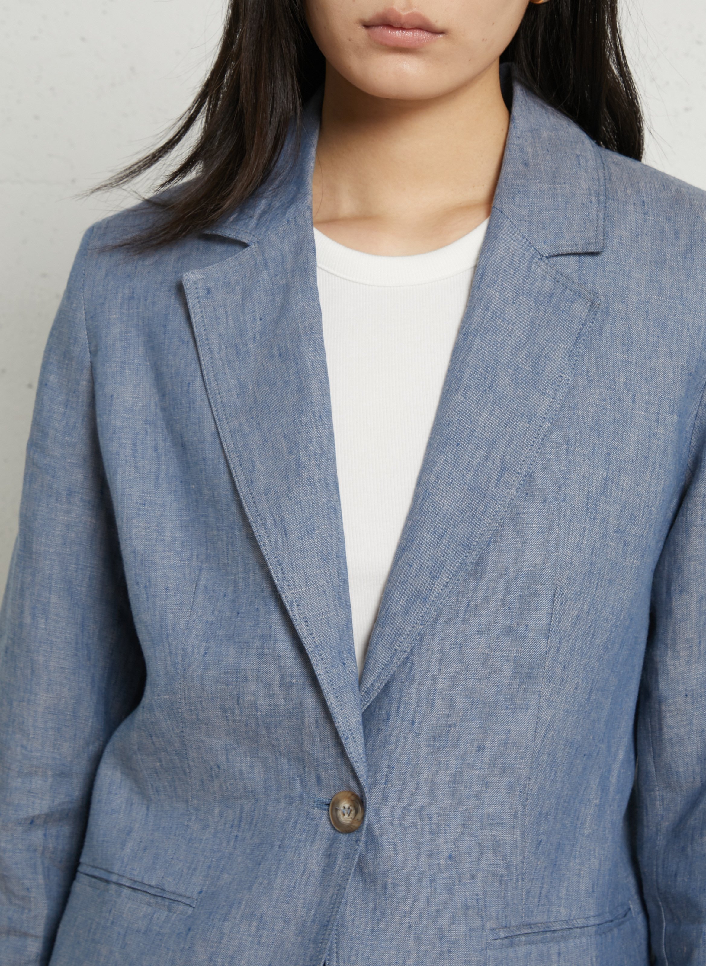 Straight-cut linen blazer SUD EXPRESS Blue