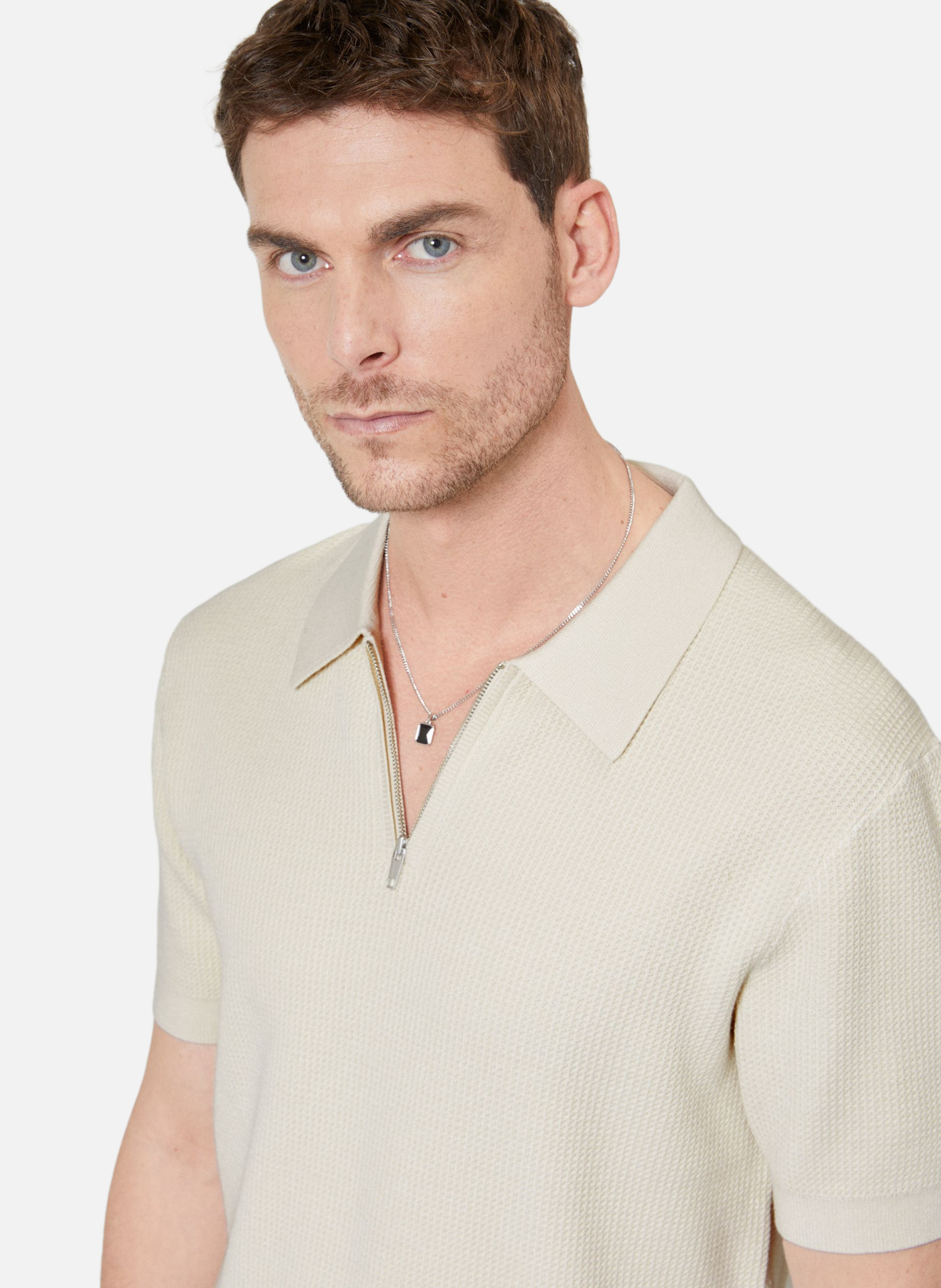 Polo collar sweater with zip THE KOOPLES Beige