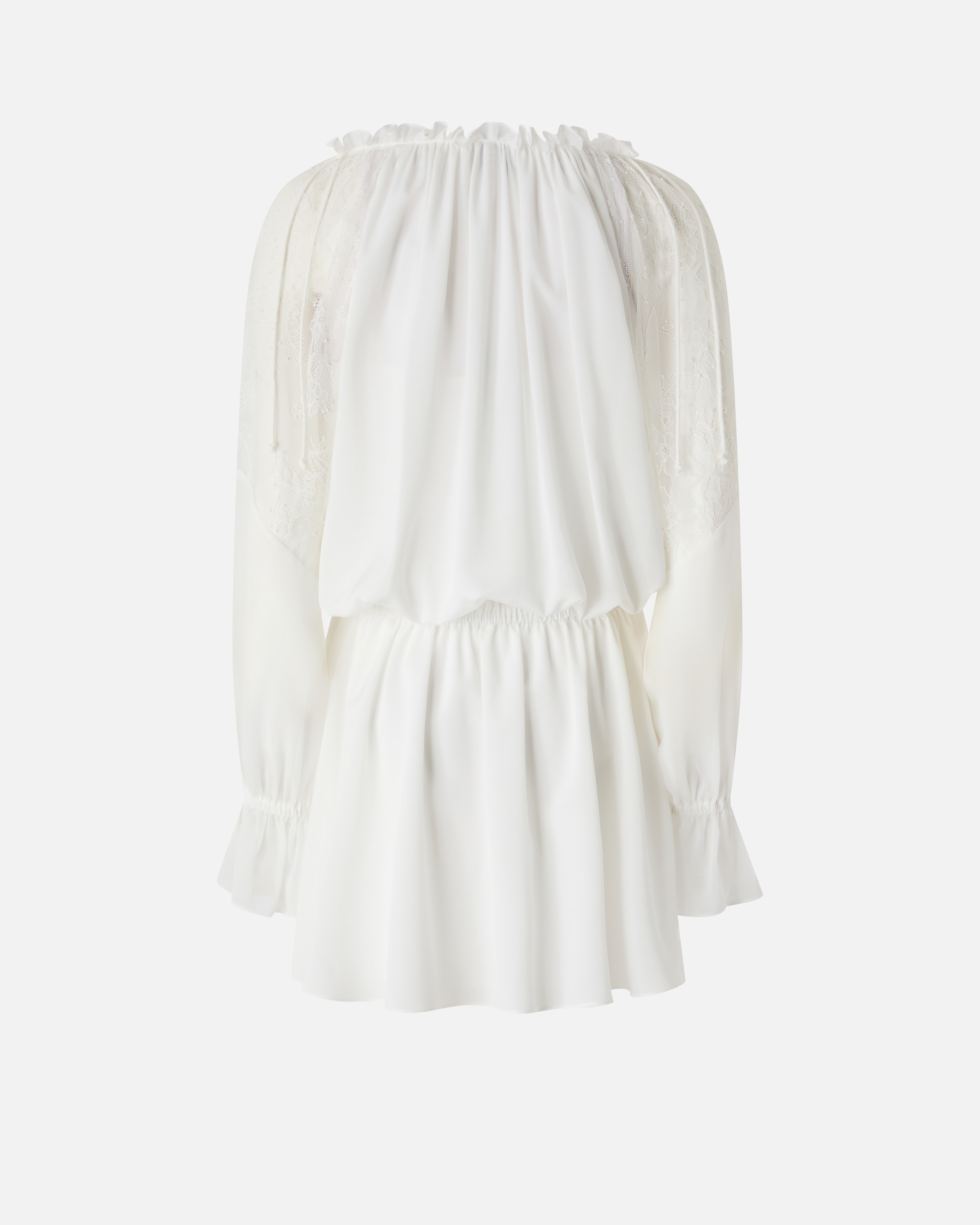 Robe courte à manches longues et détails en dentelle PINKO Blanc