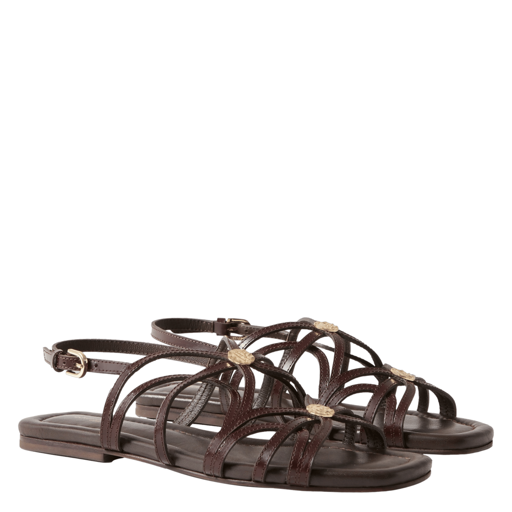 Sandales en cuir lisse à brides CLAUDIE PIERLOT Marron