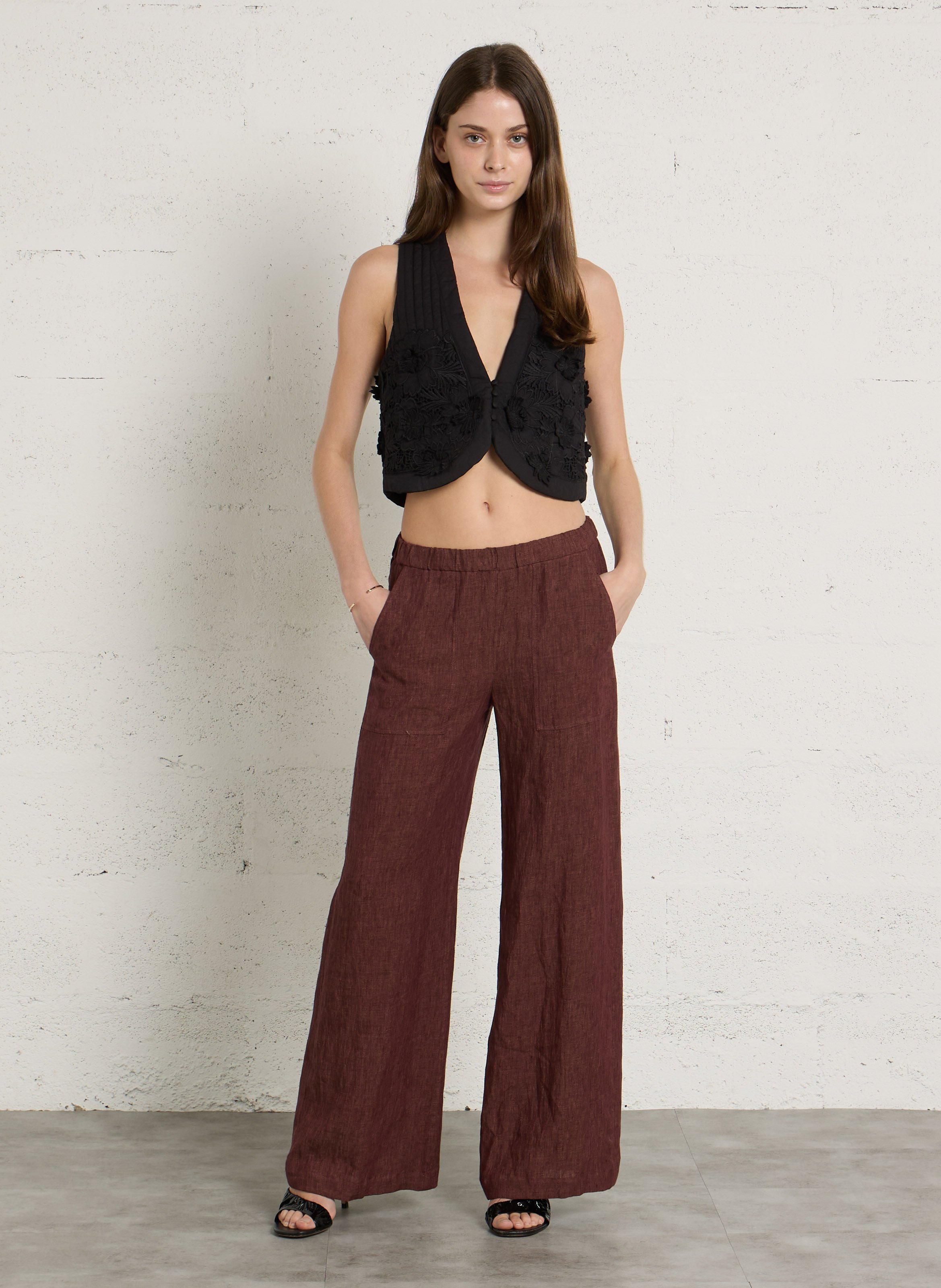 Ärmellose Jeansbluse mit klassischem Kragen DIEGA Schwarz