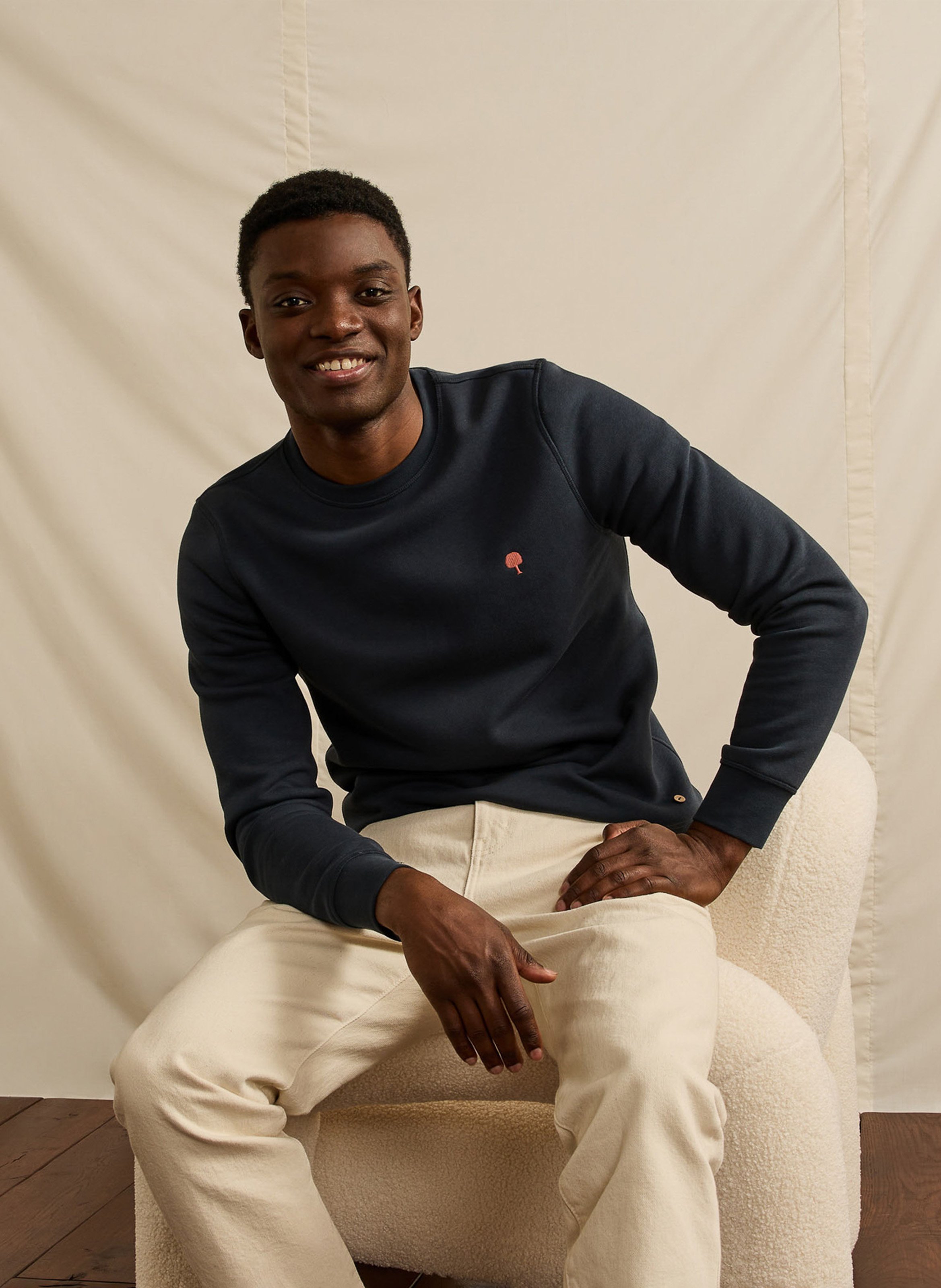 Sweat droit en coton mélangé FAGUO Bleu