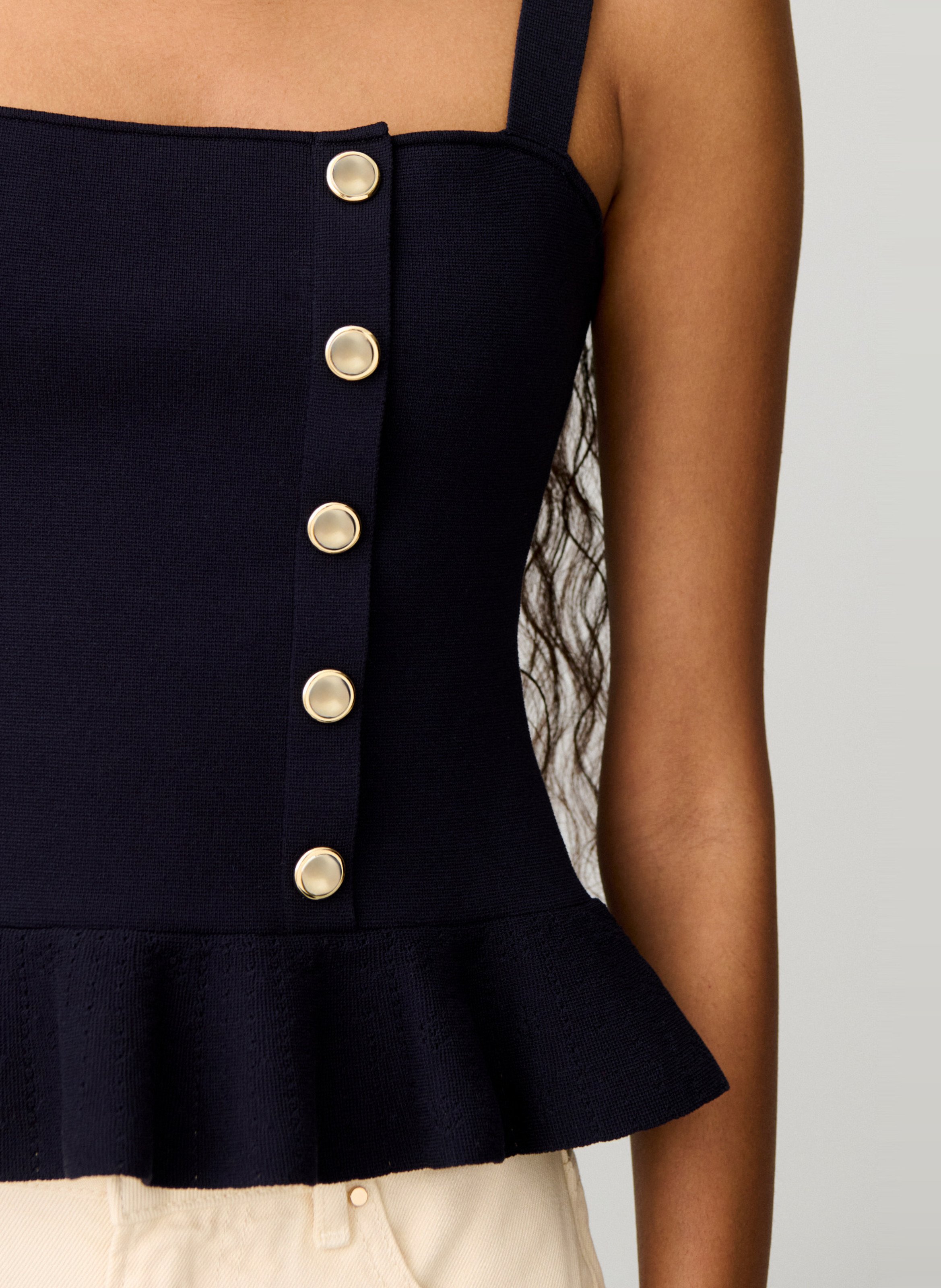 Top court en maille CLAUDIE PIERLOT Bleu