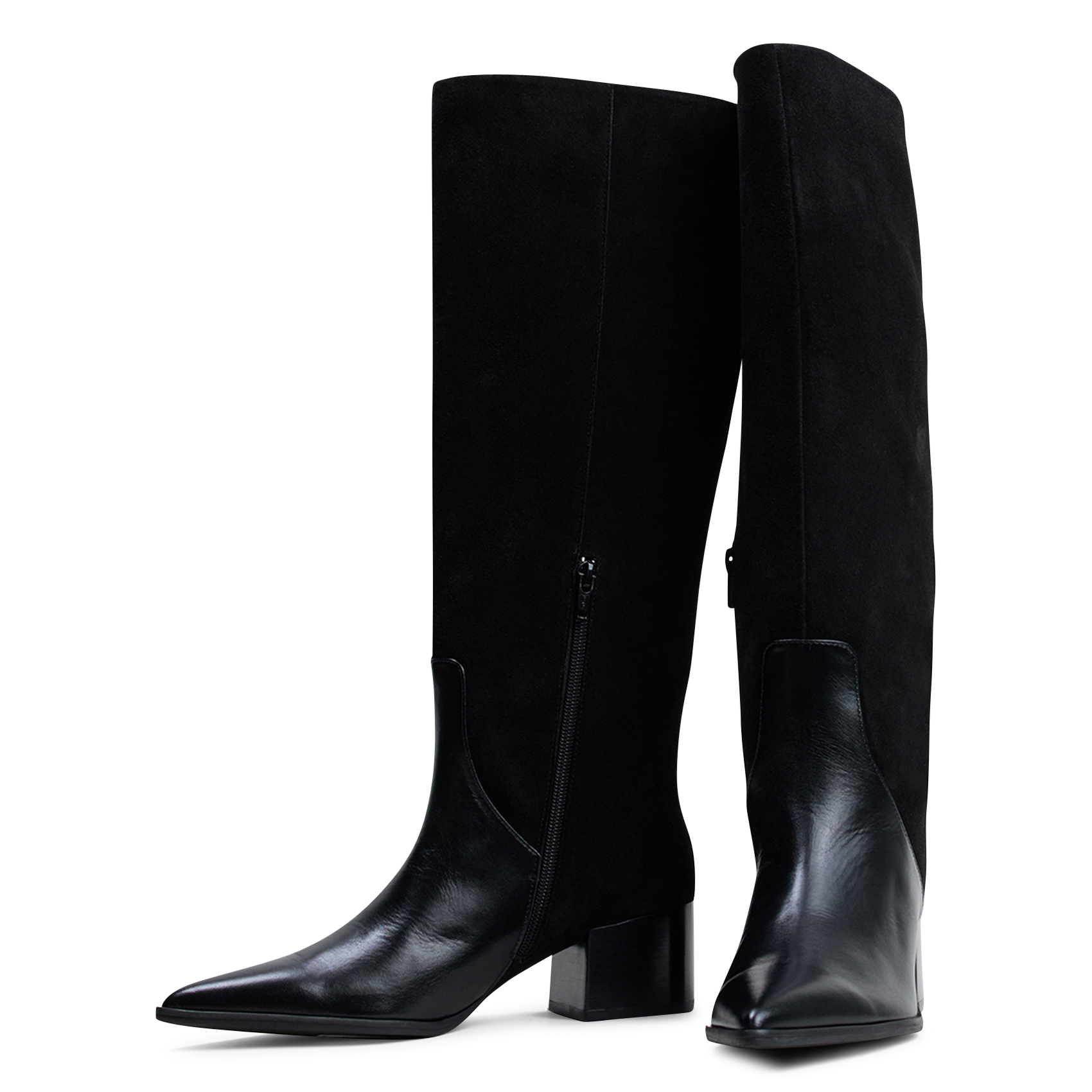Dual-material leather ankle boots JONAK Black