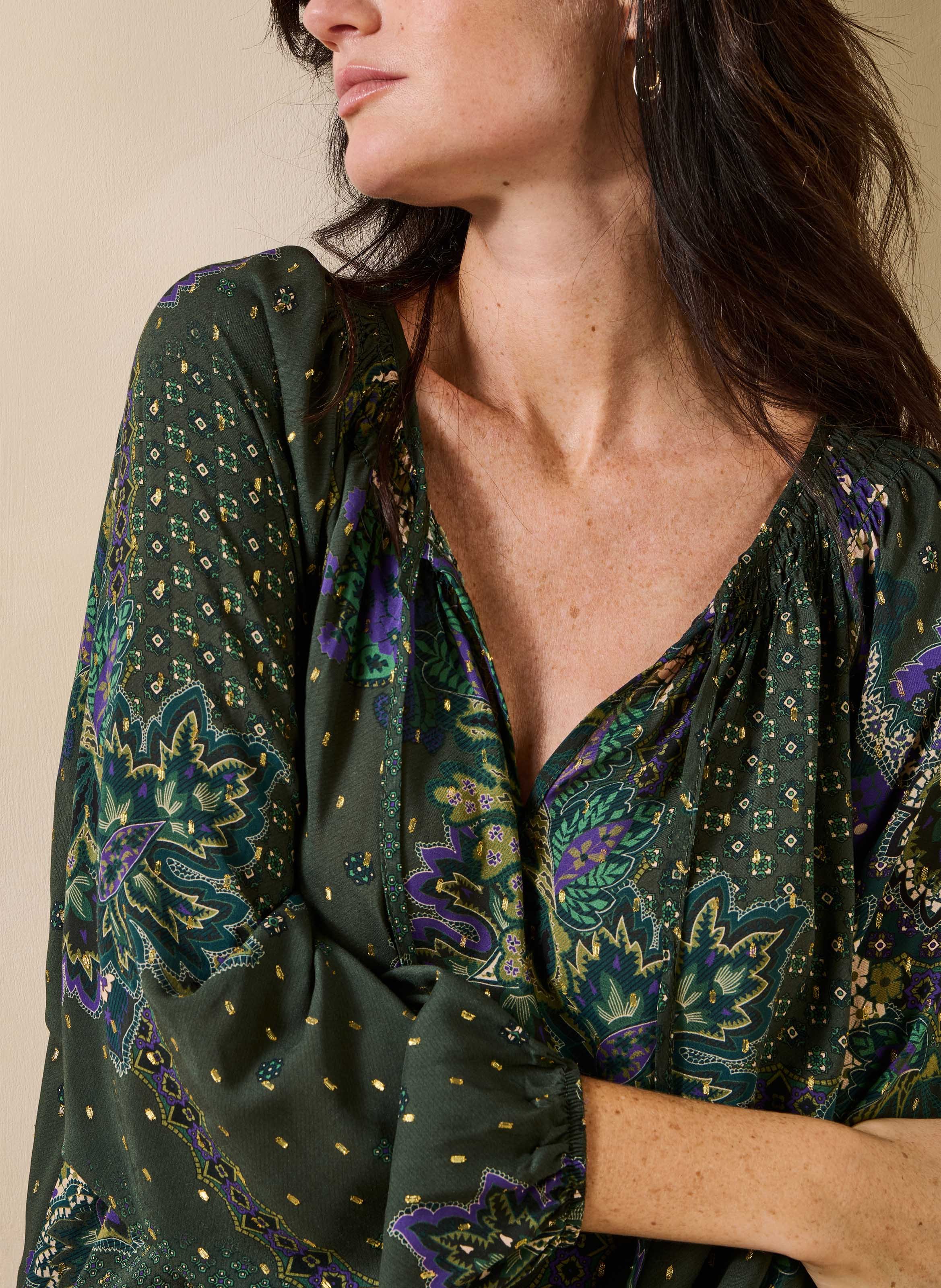 Blouse met tuniekhals LA FEE MARABOUTEE Groen