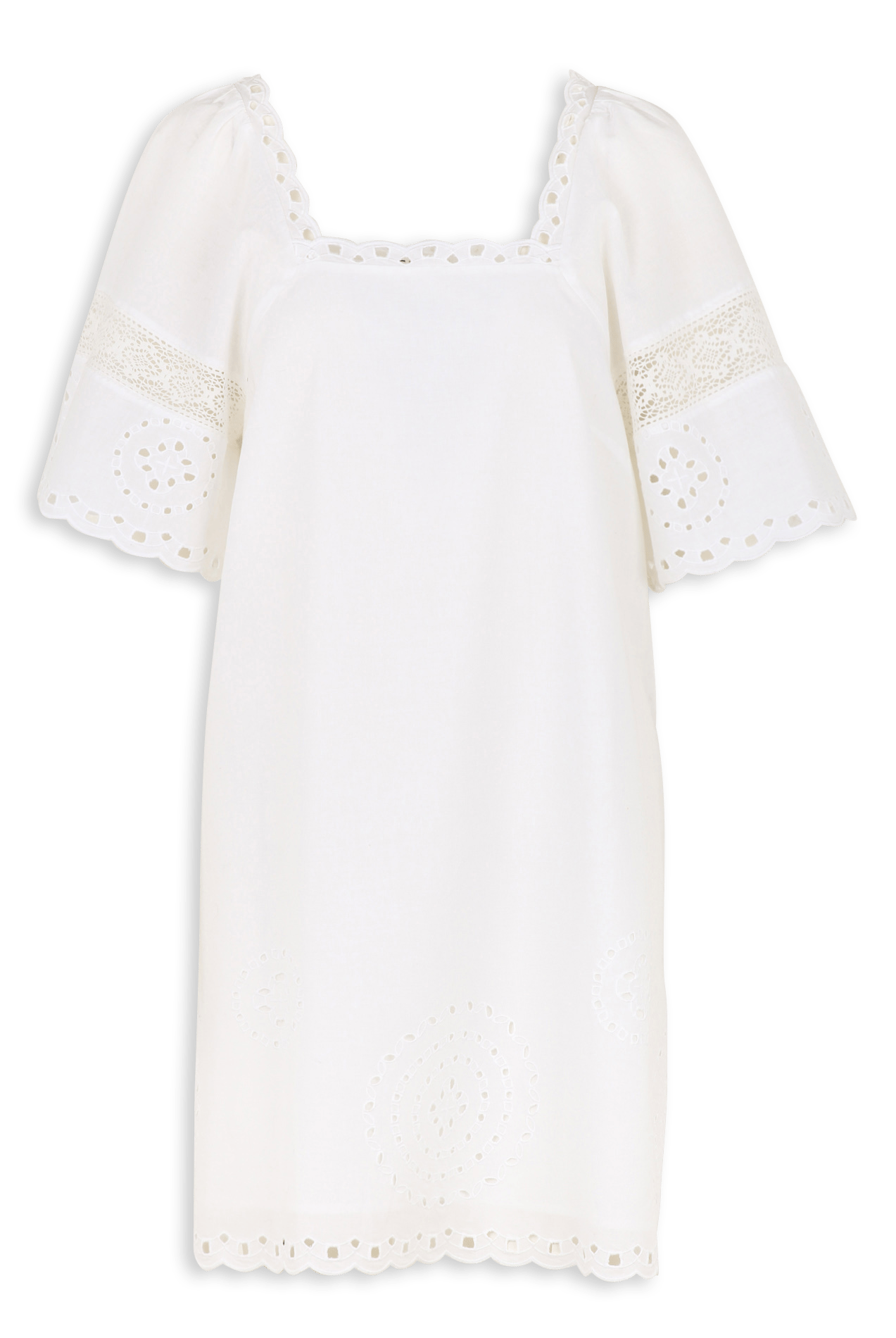 Kurzkleid aus Baumwolle mit eckigem Ausschnitt SUD EXPRESS Weiss