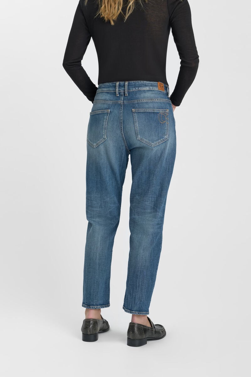 Loose, oversized girlfriend high-waisted jeans, length 34 LE TEMPS DES CERISES Blue