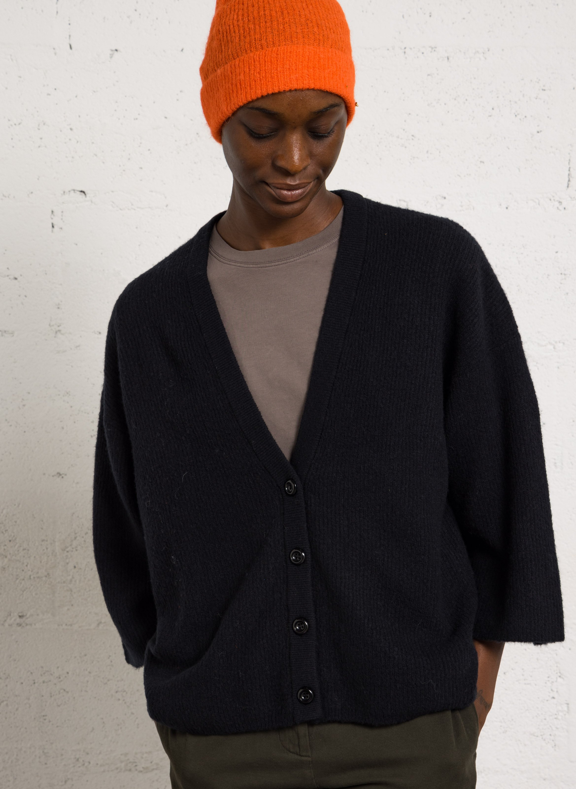 Gilet oversize col rond en maille AMERICAN VINTAGE
