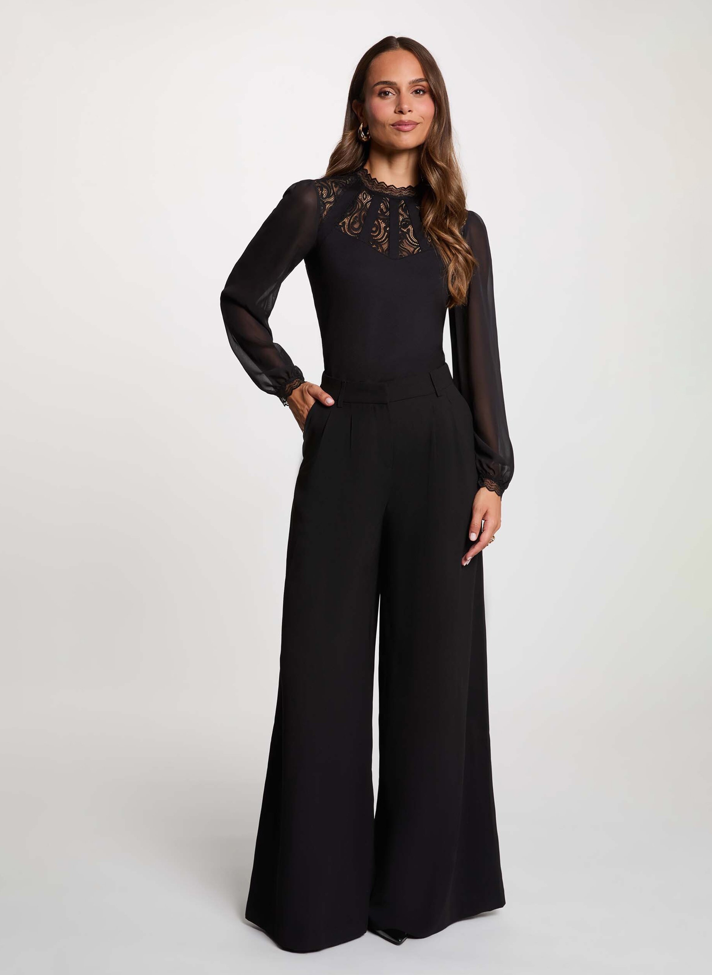 High-waisted wide-leg pants MORGAN Black