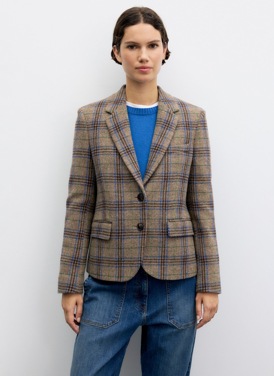 Straight tailored jacket with wool print GERARD DAREL Brown